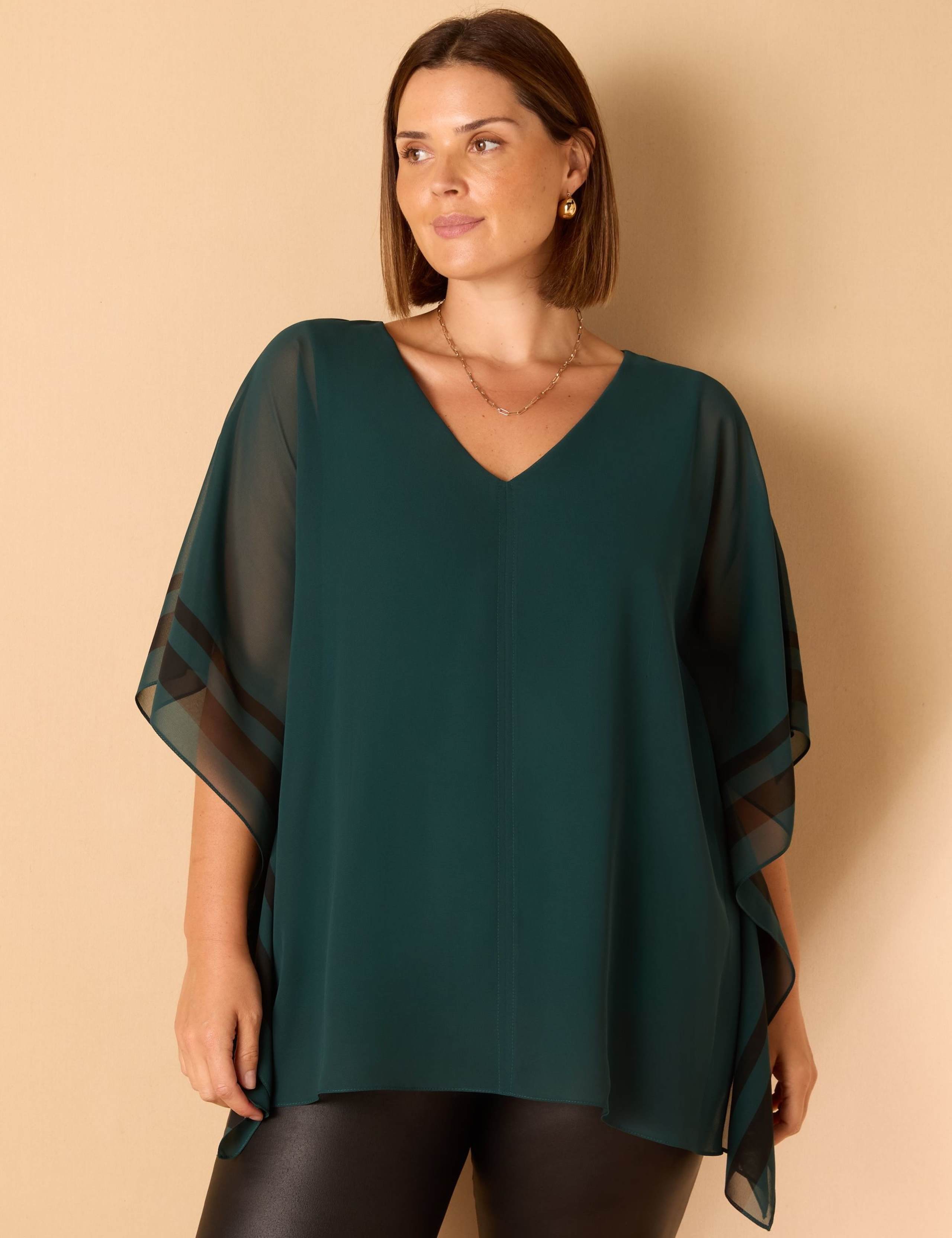 V-Neck Chiffon Overlay Top