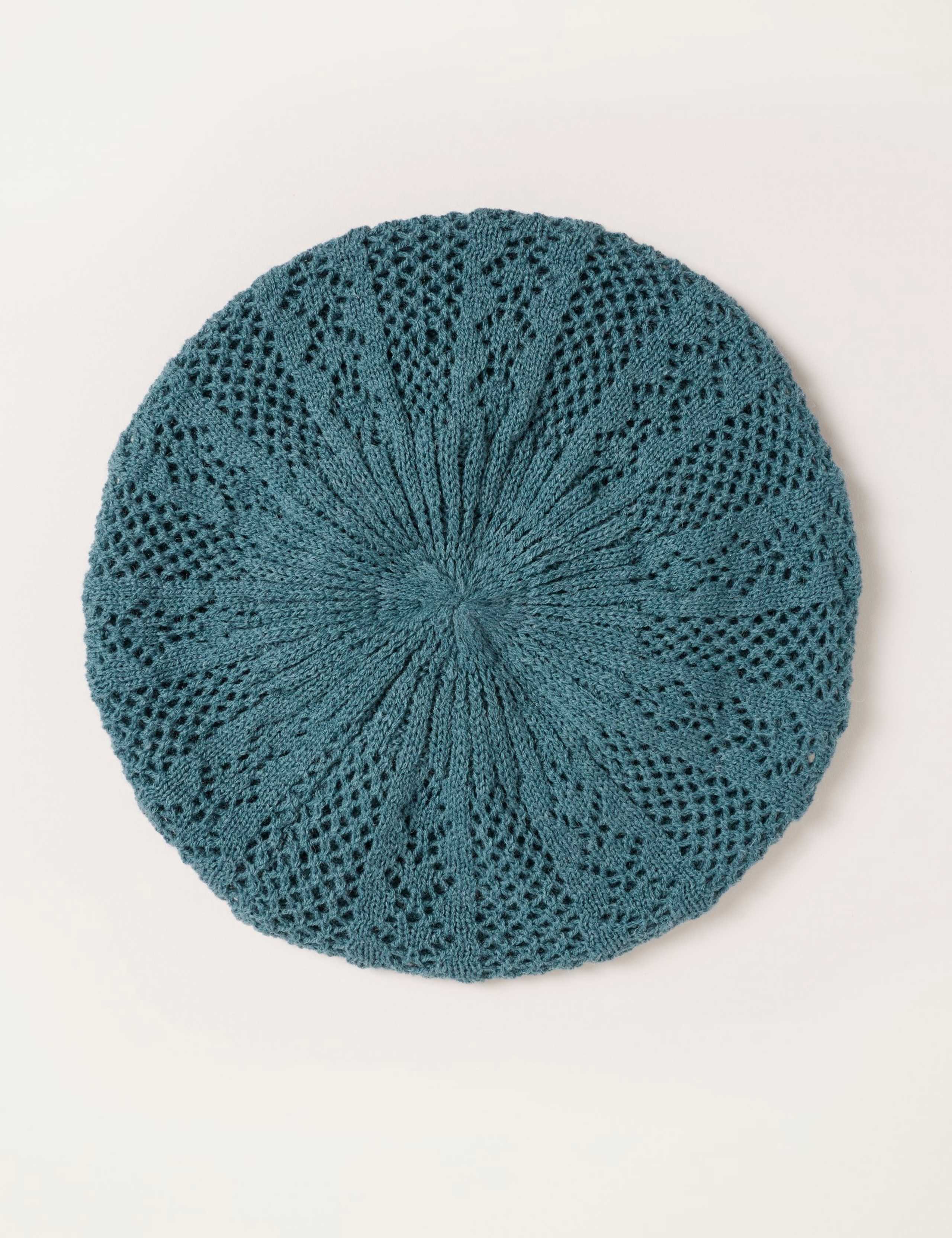 Patterned Knitted Beret with Wool