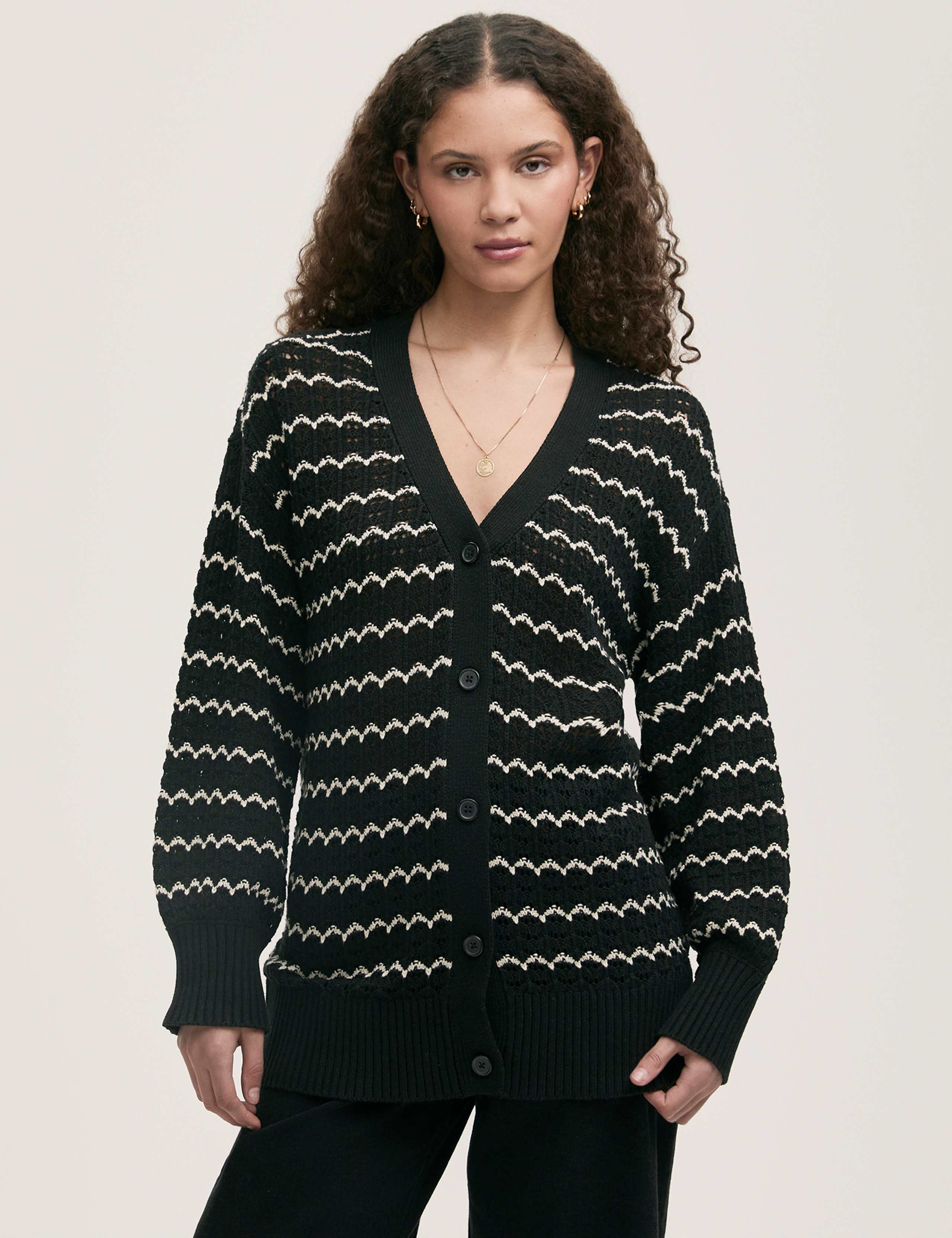 Cotton Rich Striped Long Sleeve Cardigan