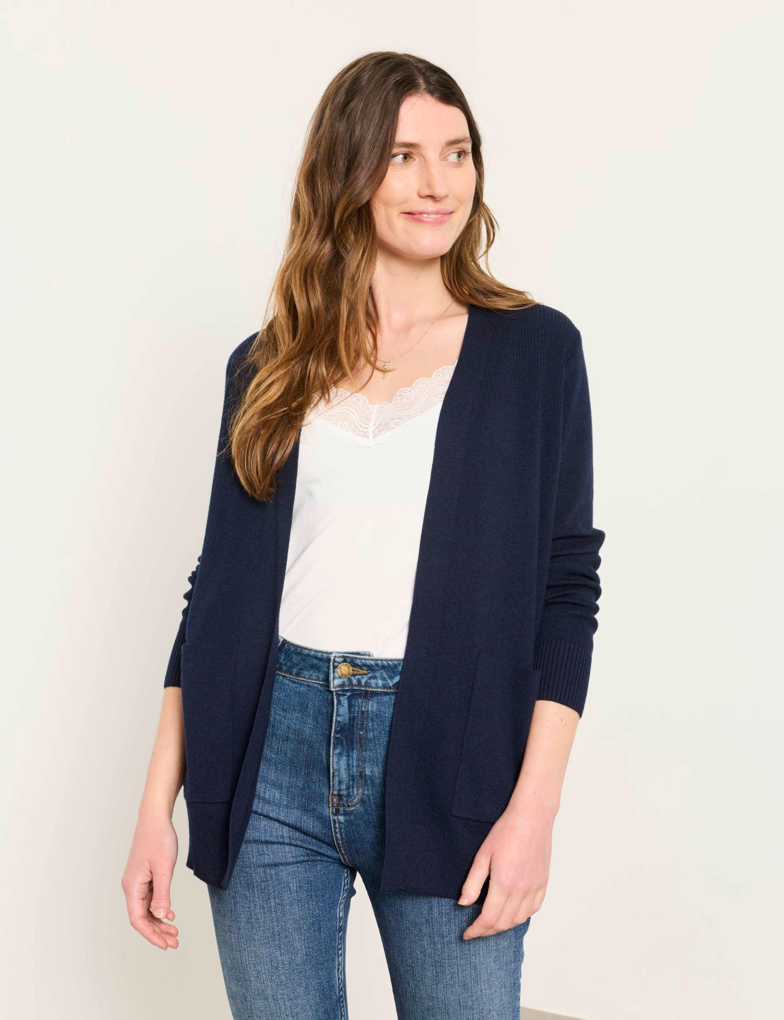 Cotton Blend Edge to Edge Longline Cardigan