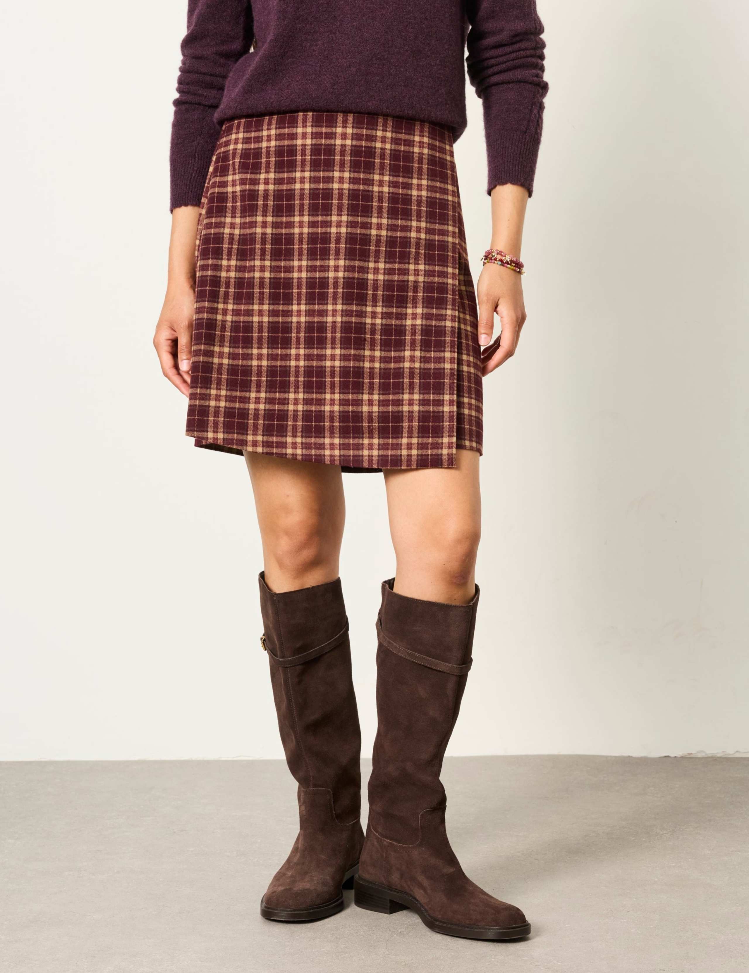 Checked Mini A-Line Wrap Kilt Skirt