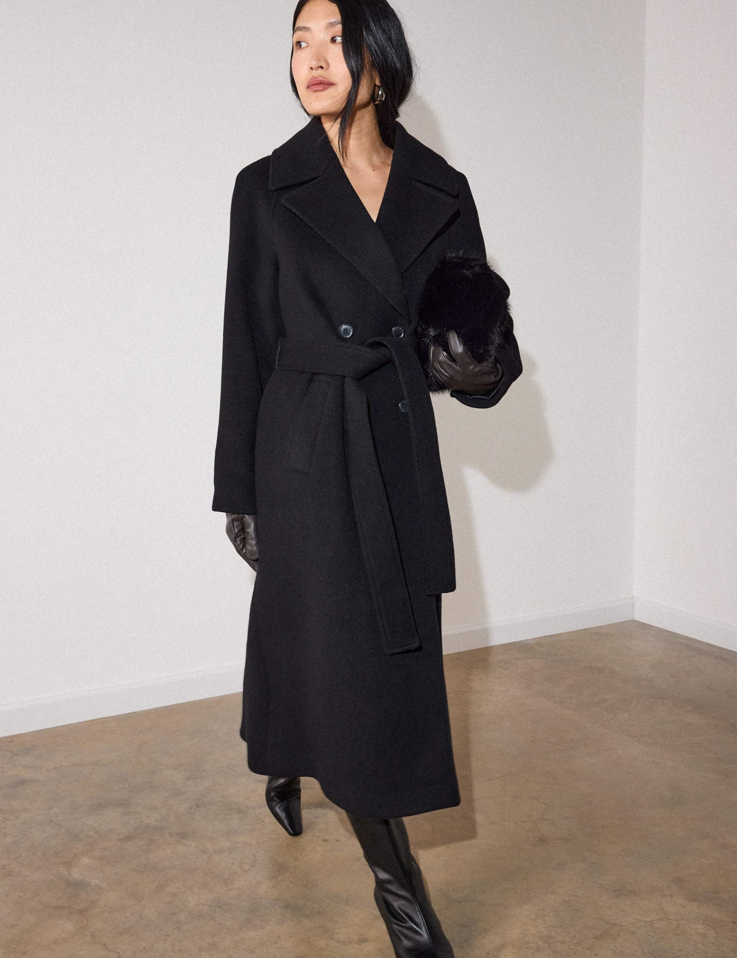 Wool Rich Belted Longline Trench Coat