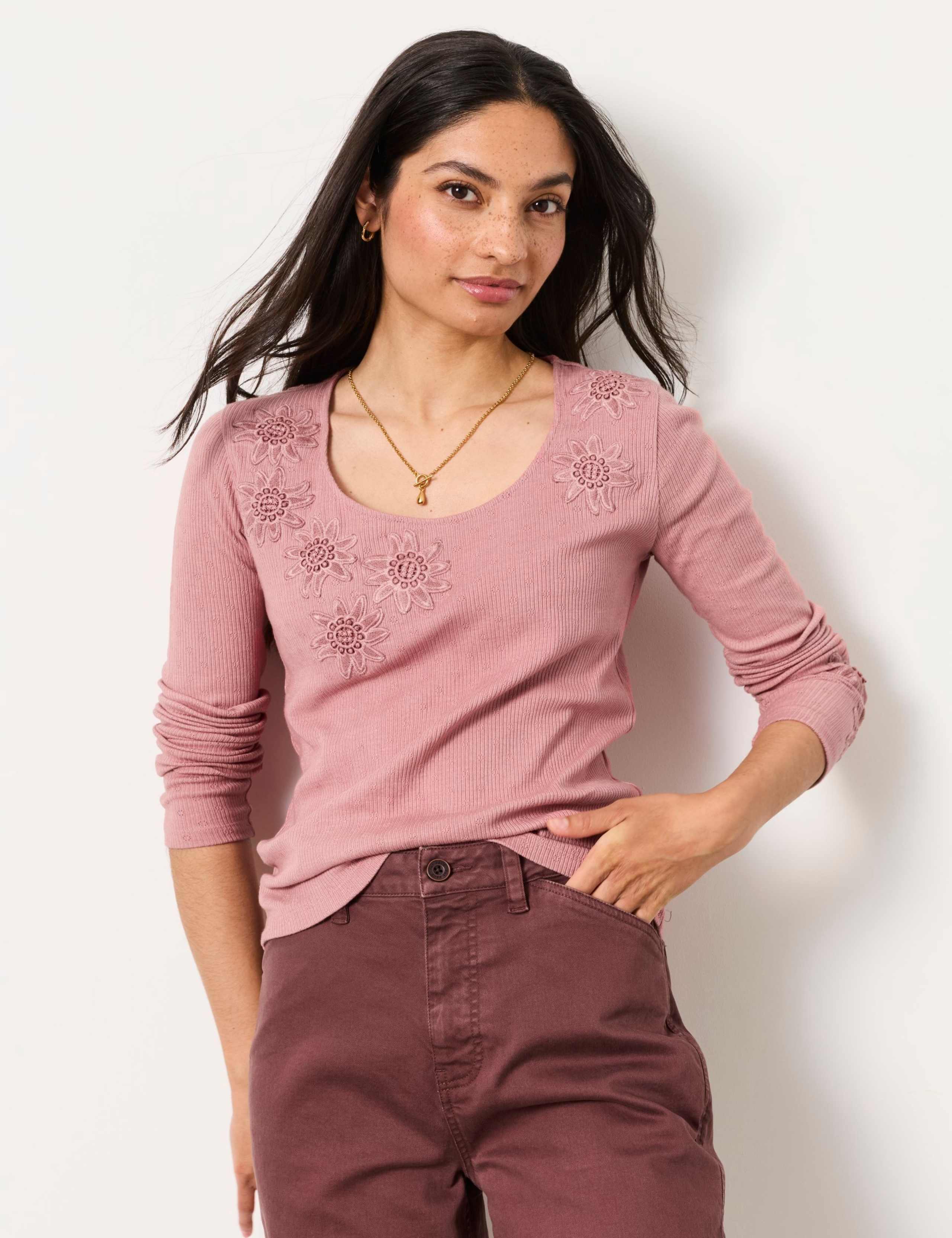 Pure Cotton Ribbed Appliqué Top