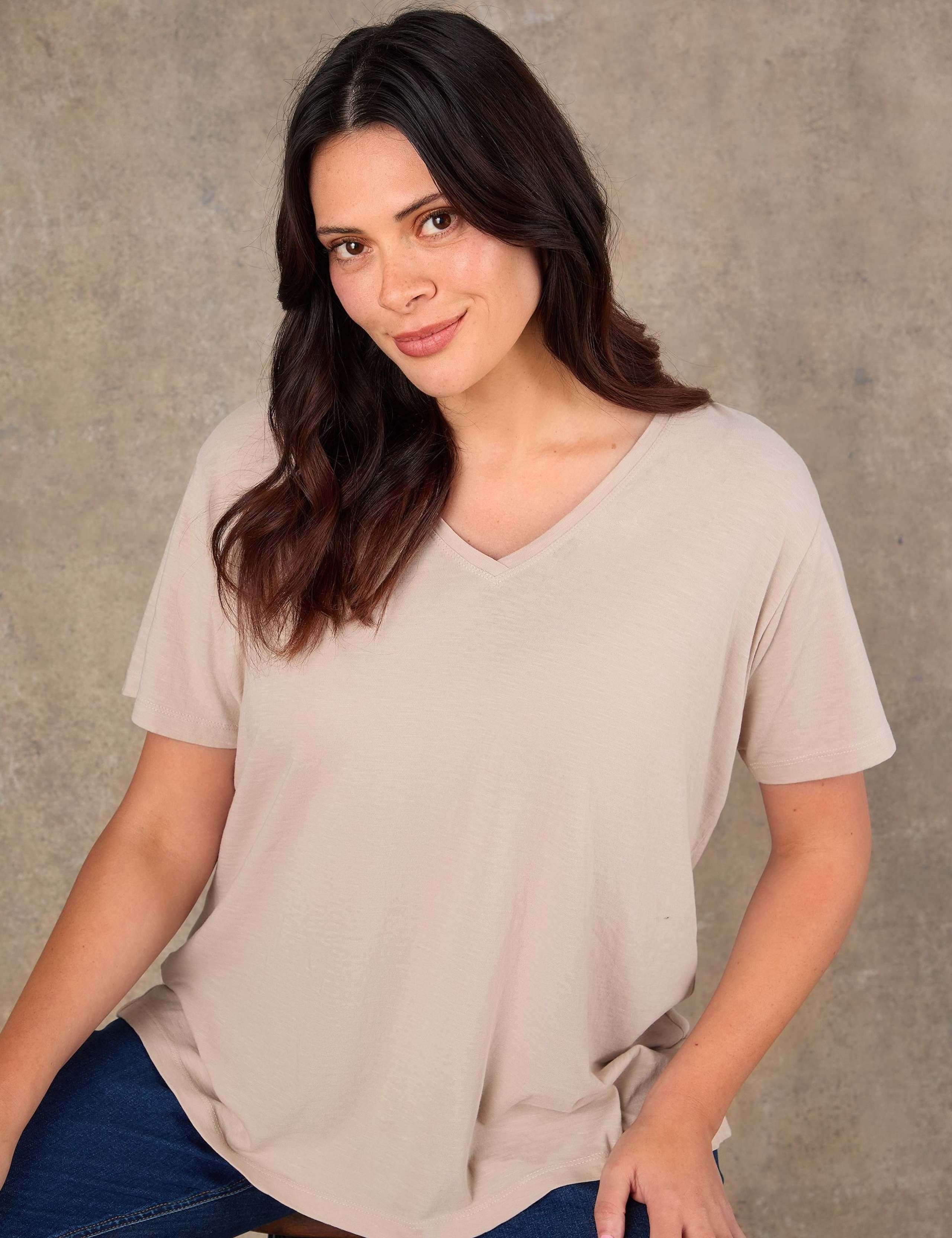 Pure Cotton V-Neck Relaxed T-Shirt