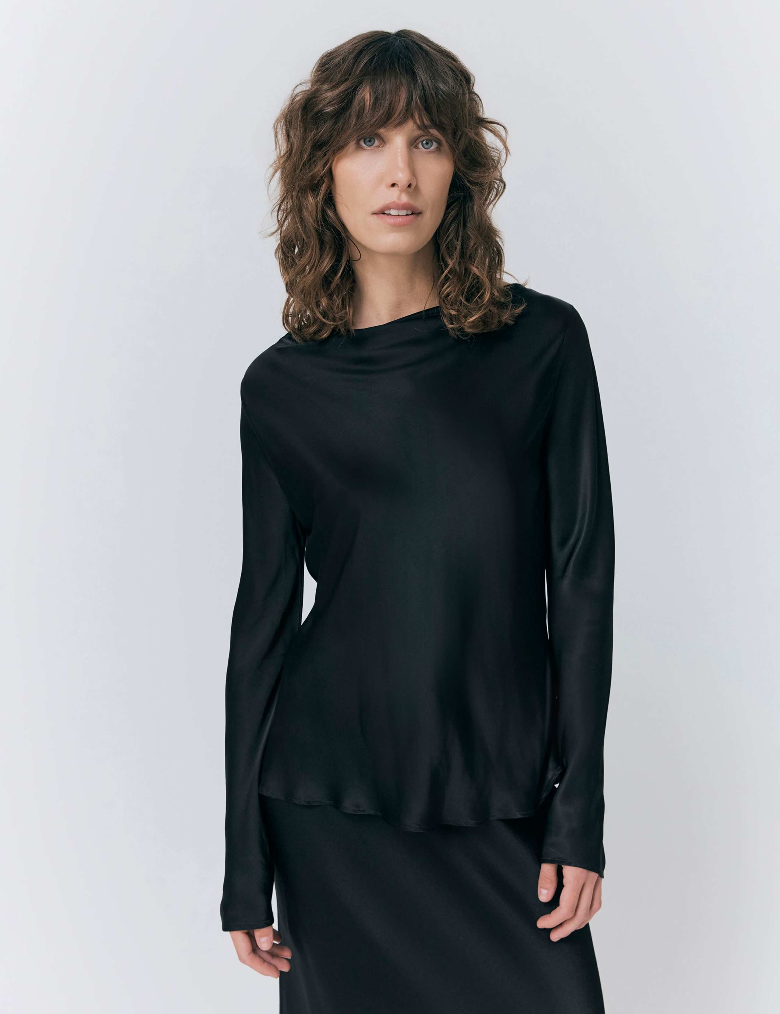 Satin Cowl Neck Blouse