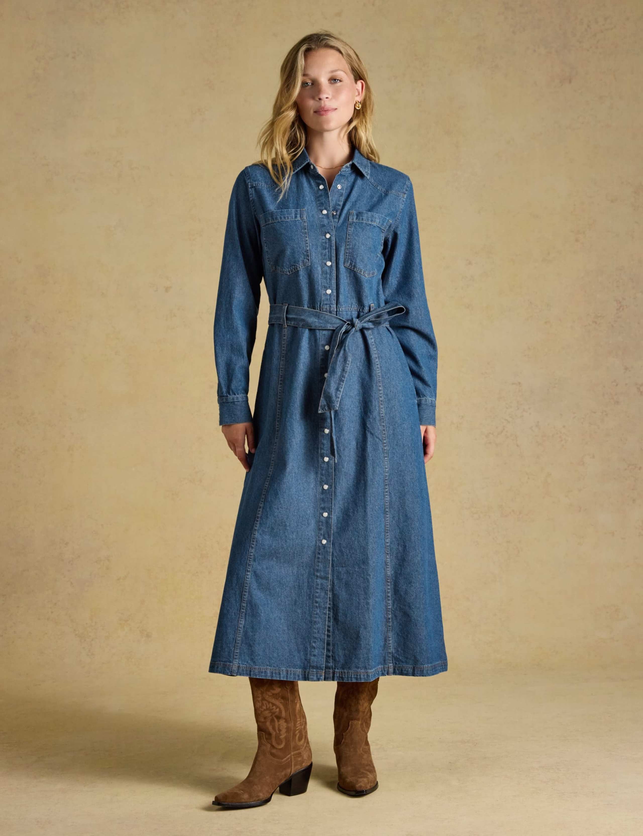 Denim Western Midi Shirt Dress