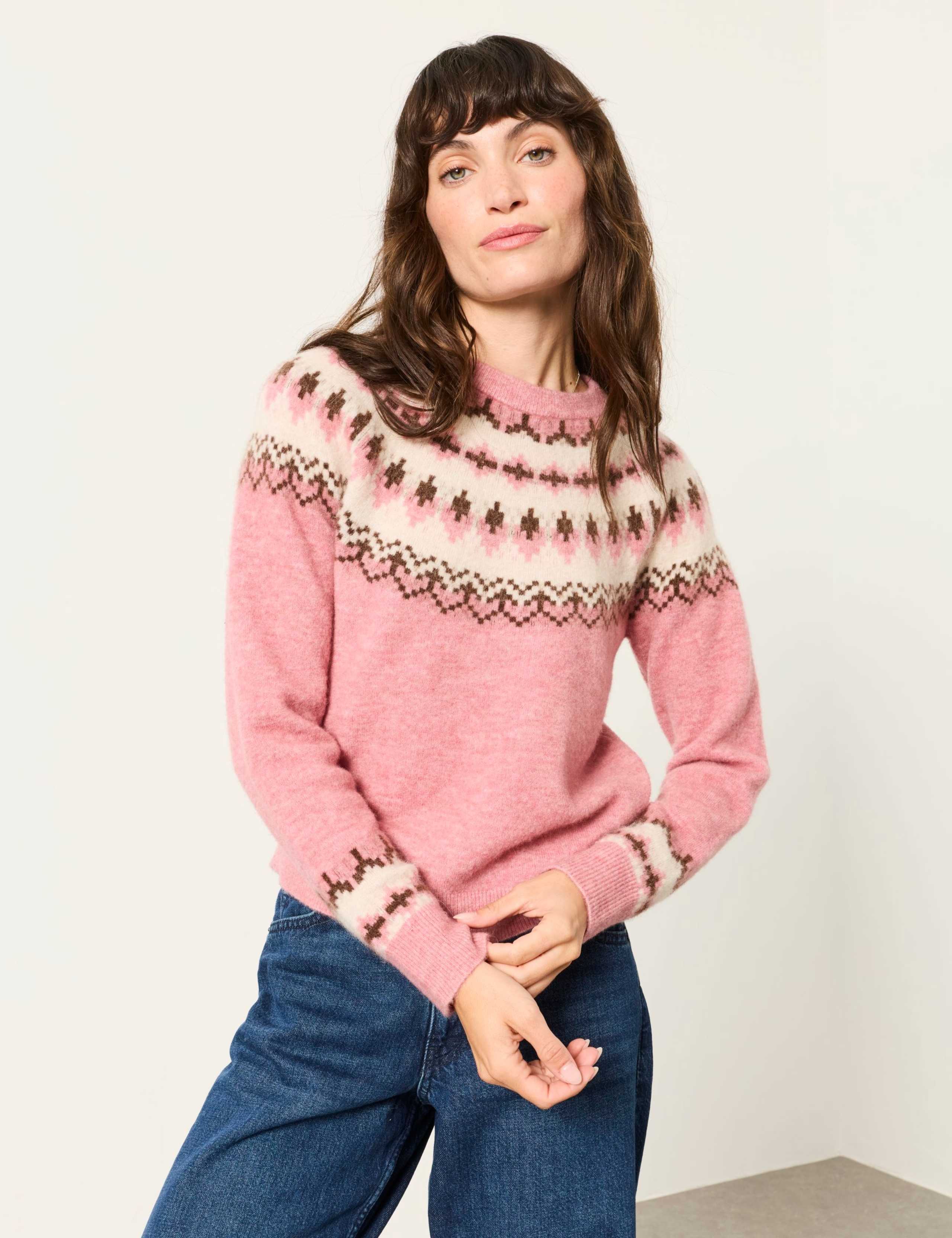 Fair Isle Crew Neck Jumper with Wool