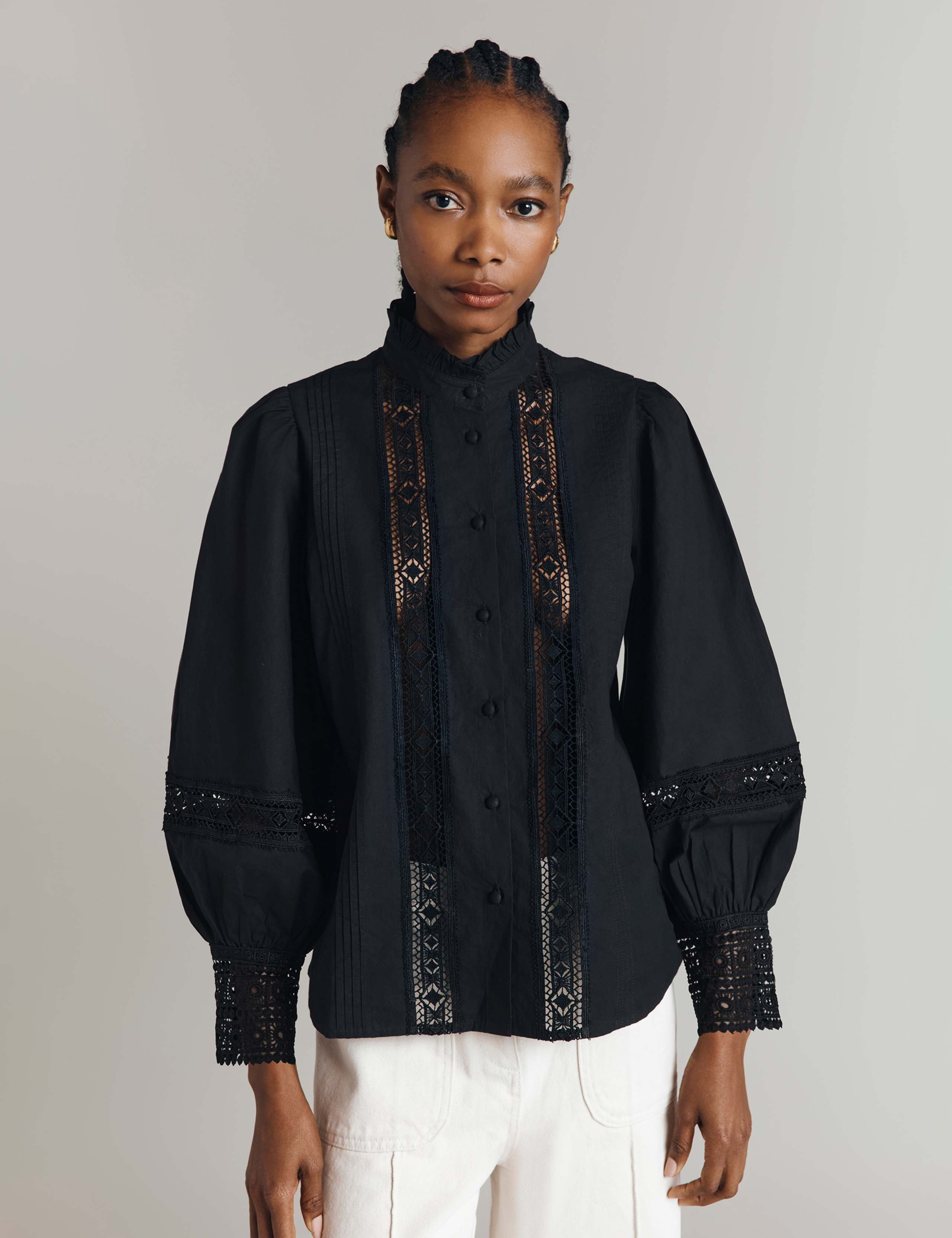 Pure Cotton Lace Insert Blouse