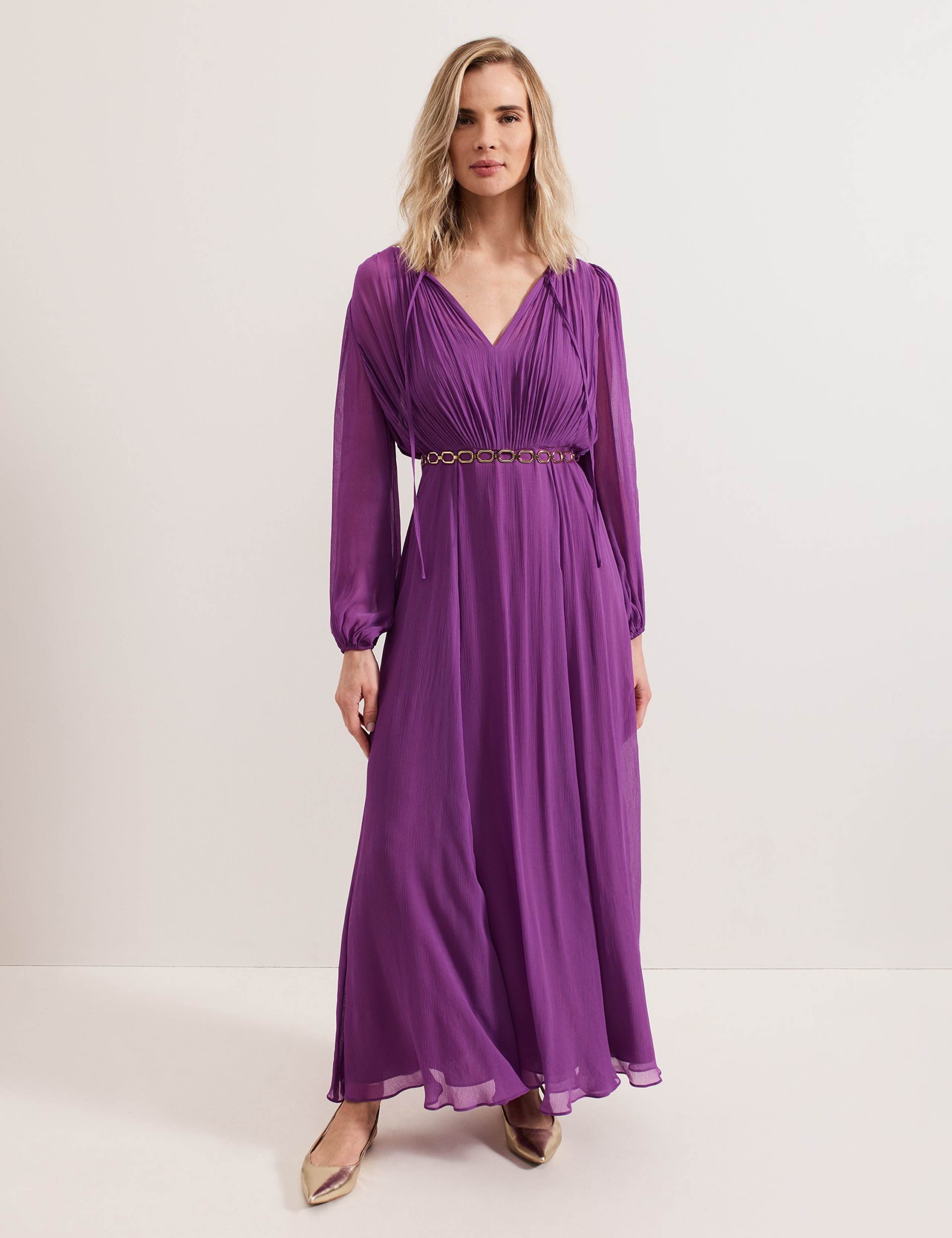 Tie Neck Maxi Waisted Dress