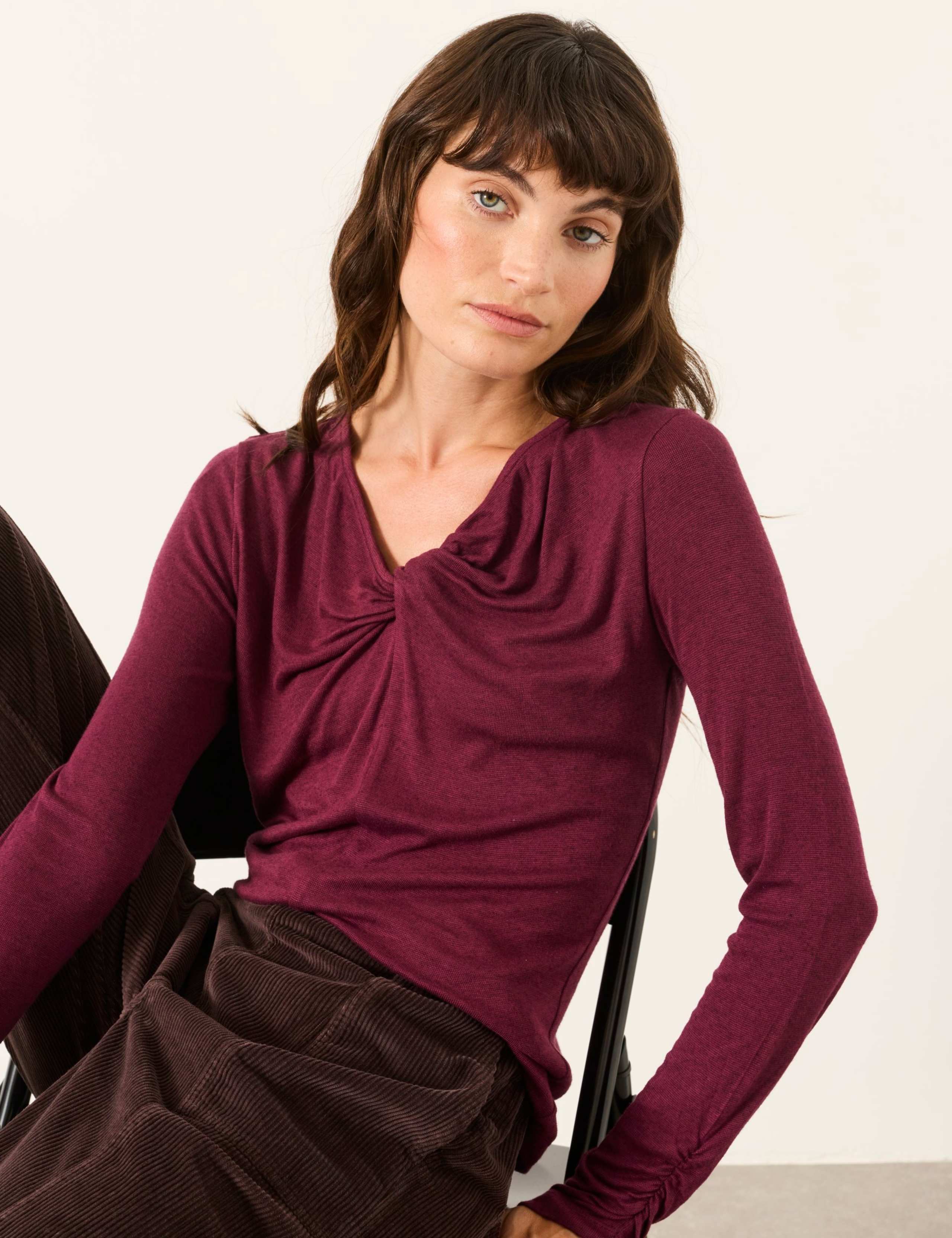 Twist Front Relaxed Top with Wool