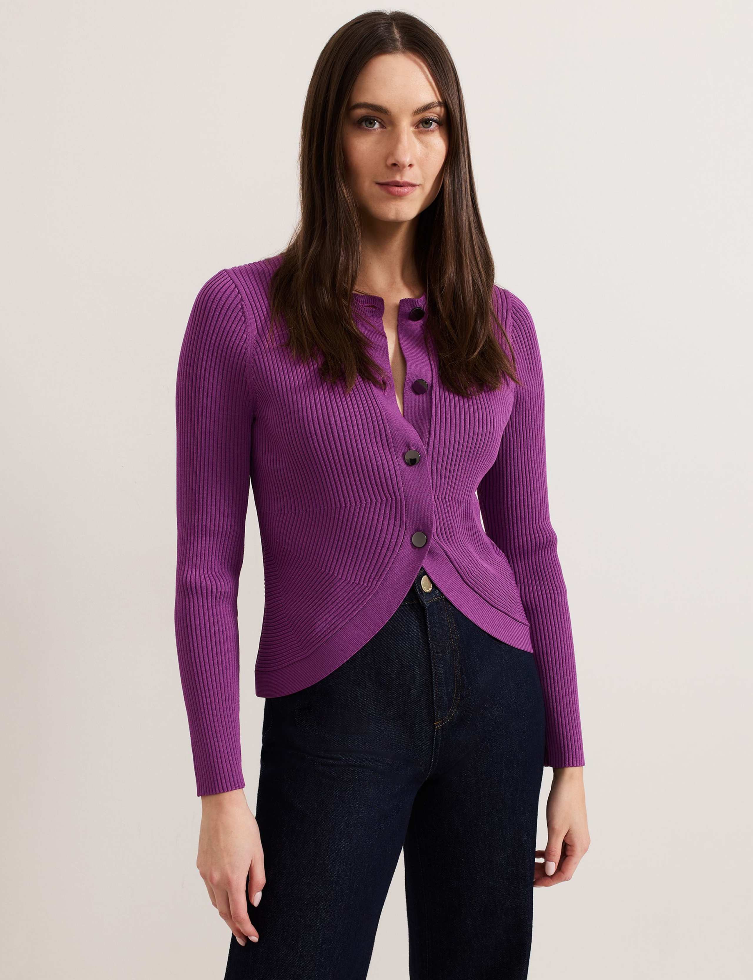 Textured Button Front Cardigan
