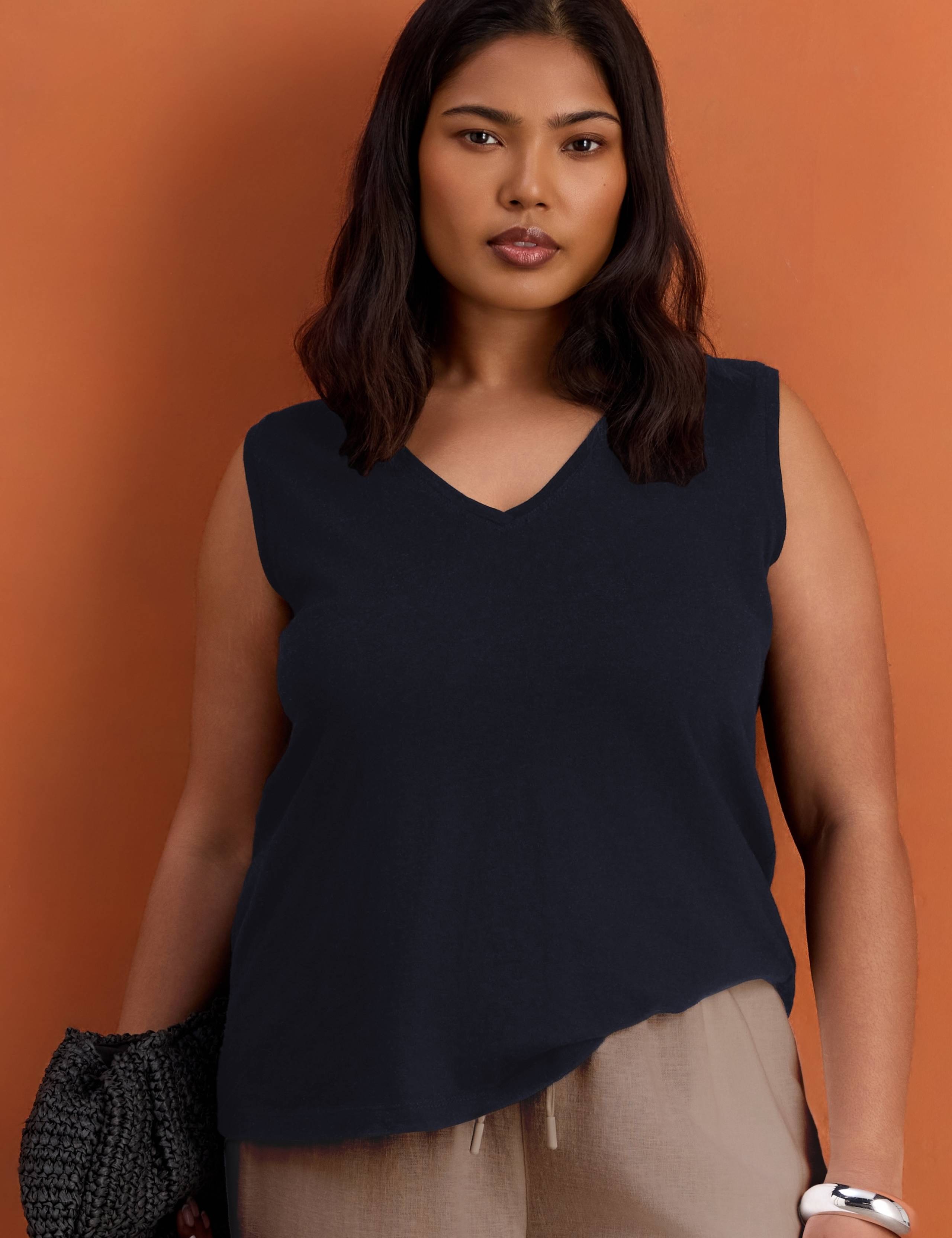 Pure Cotton Textured V-Neck Vest