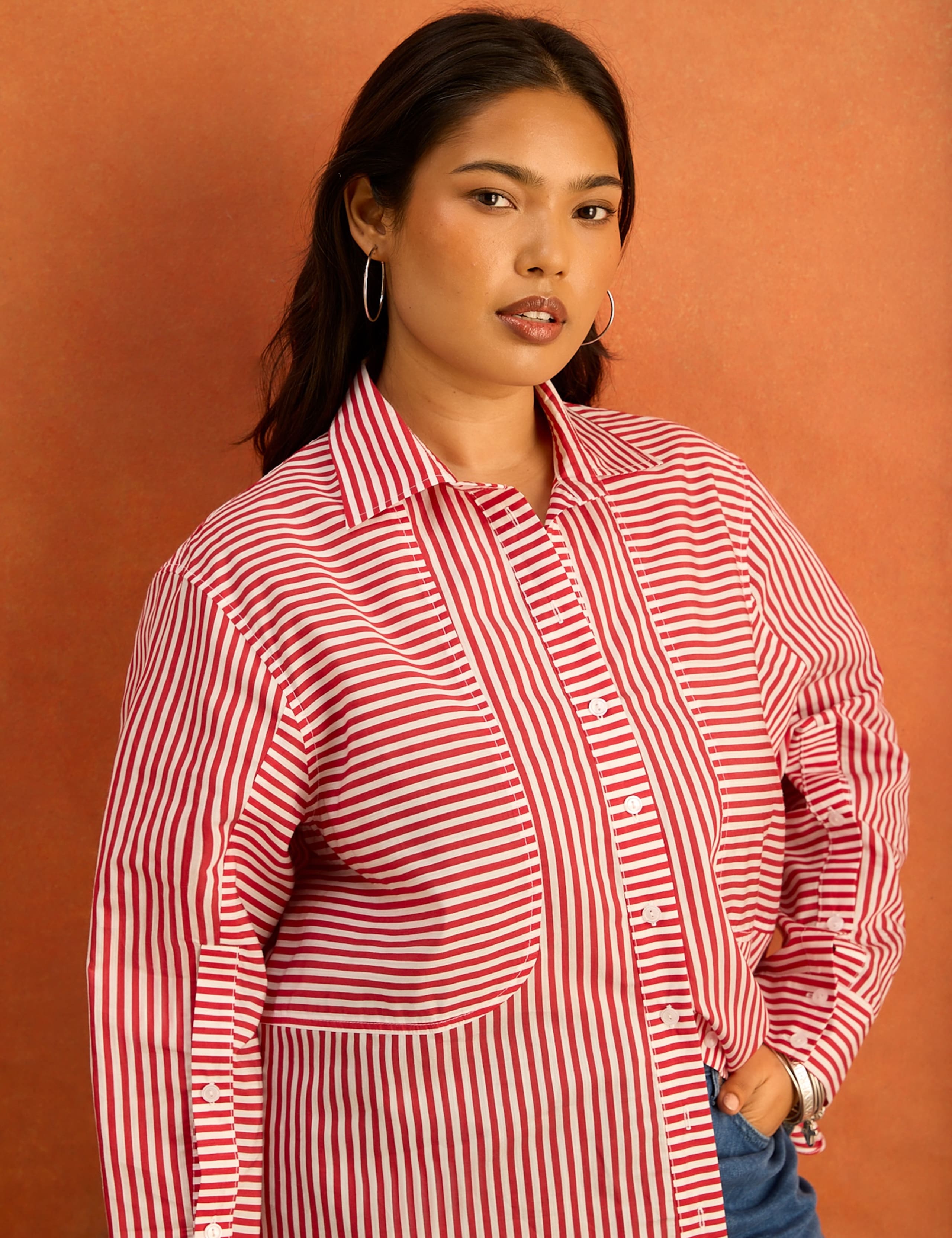 Lyocell Rich Striped Button Through Shirt