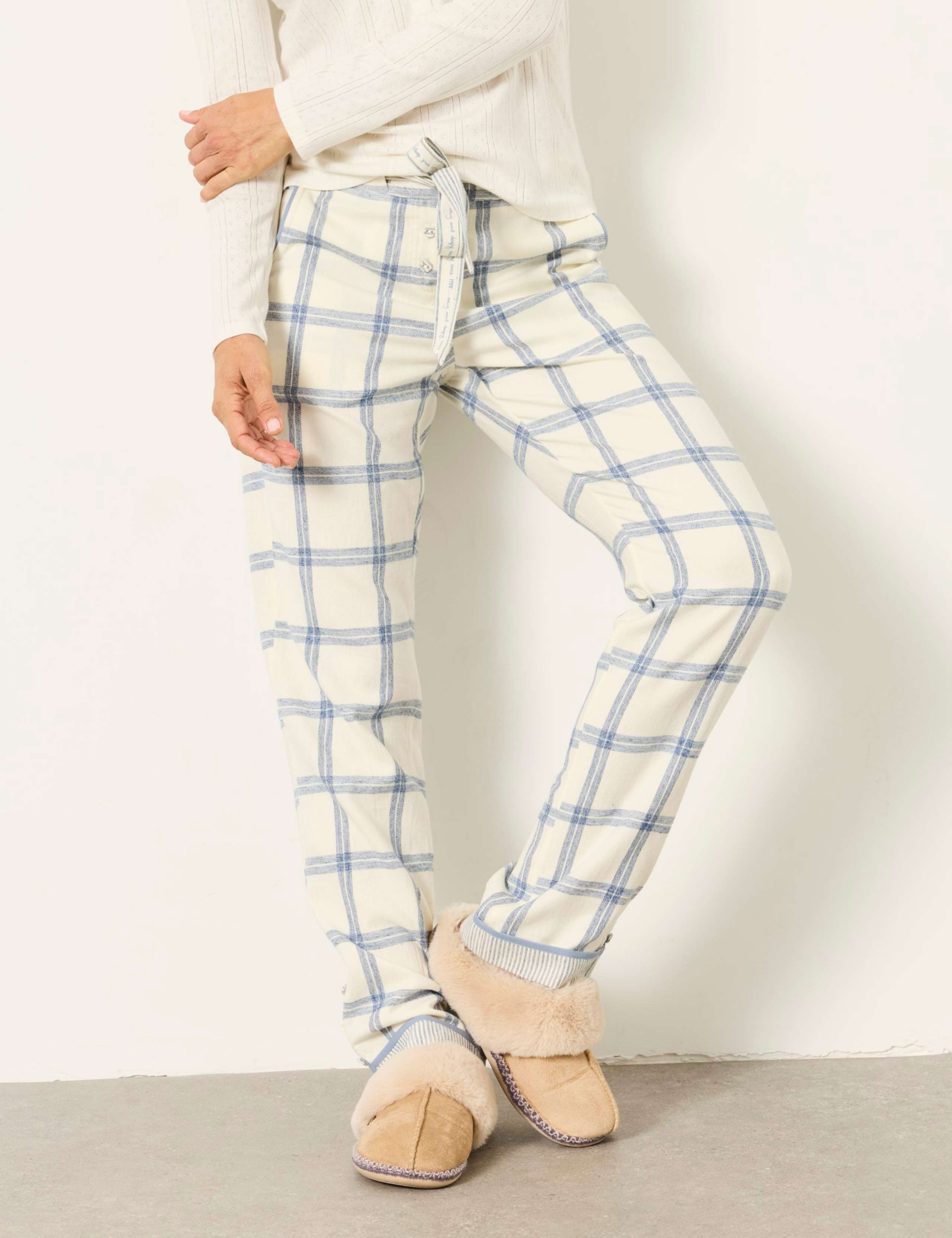 Pure Cotton Checked Pyjama Bottoms