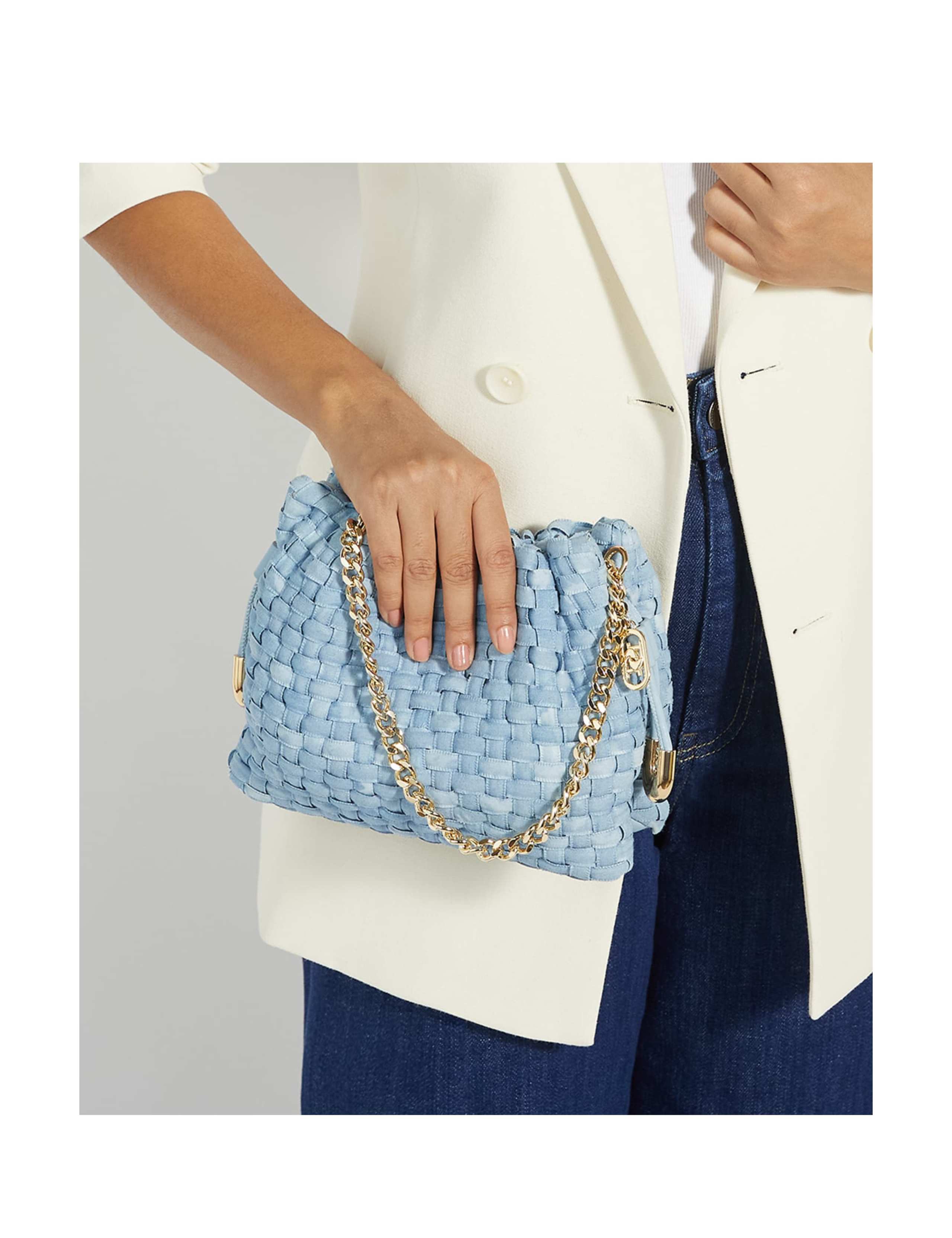 Cotton Rich Drawstring Chain Strap Shoulder Bag