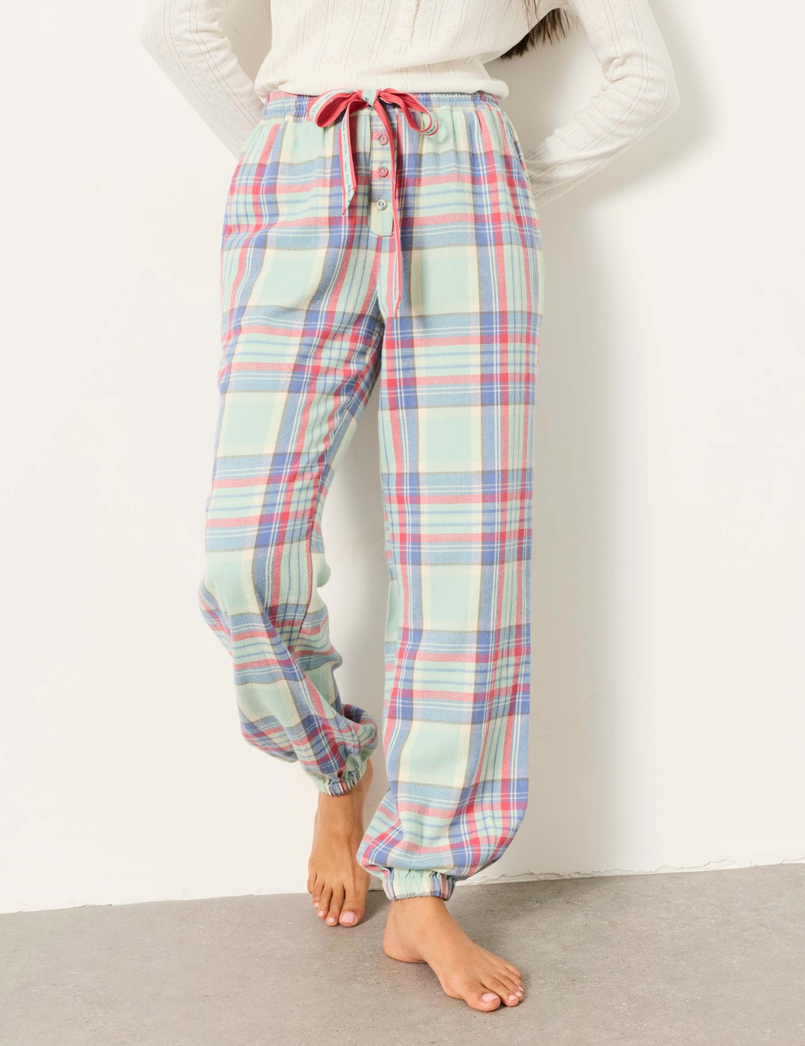 Pure Cotton Checked Pyjama Bottoms