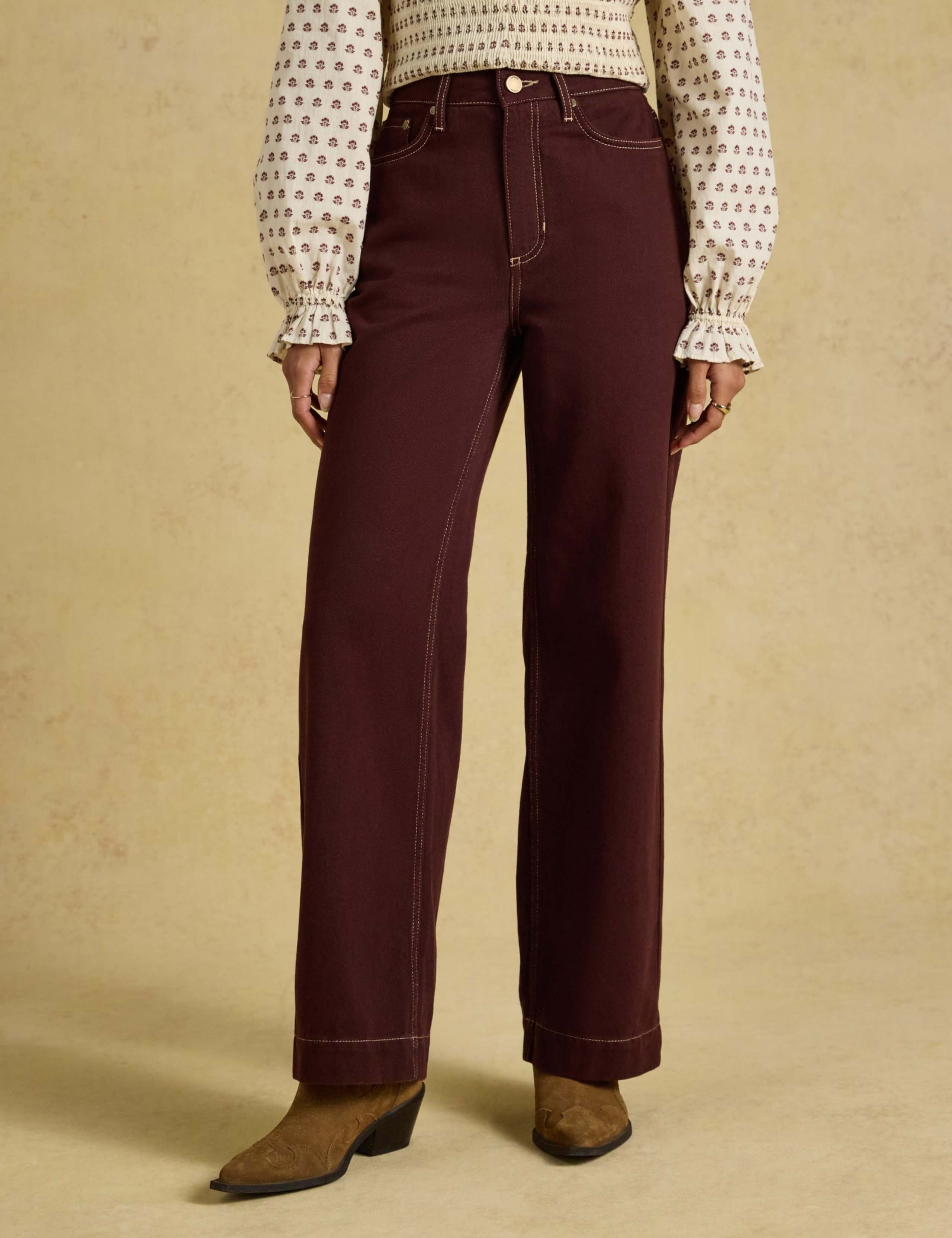Pure Cotton Denim High Rise Wide Leg Jeans