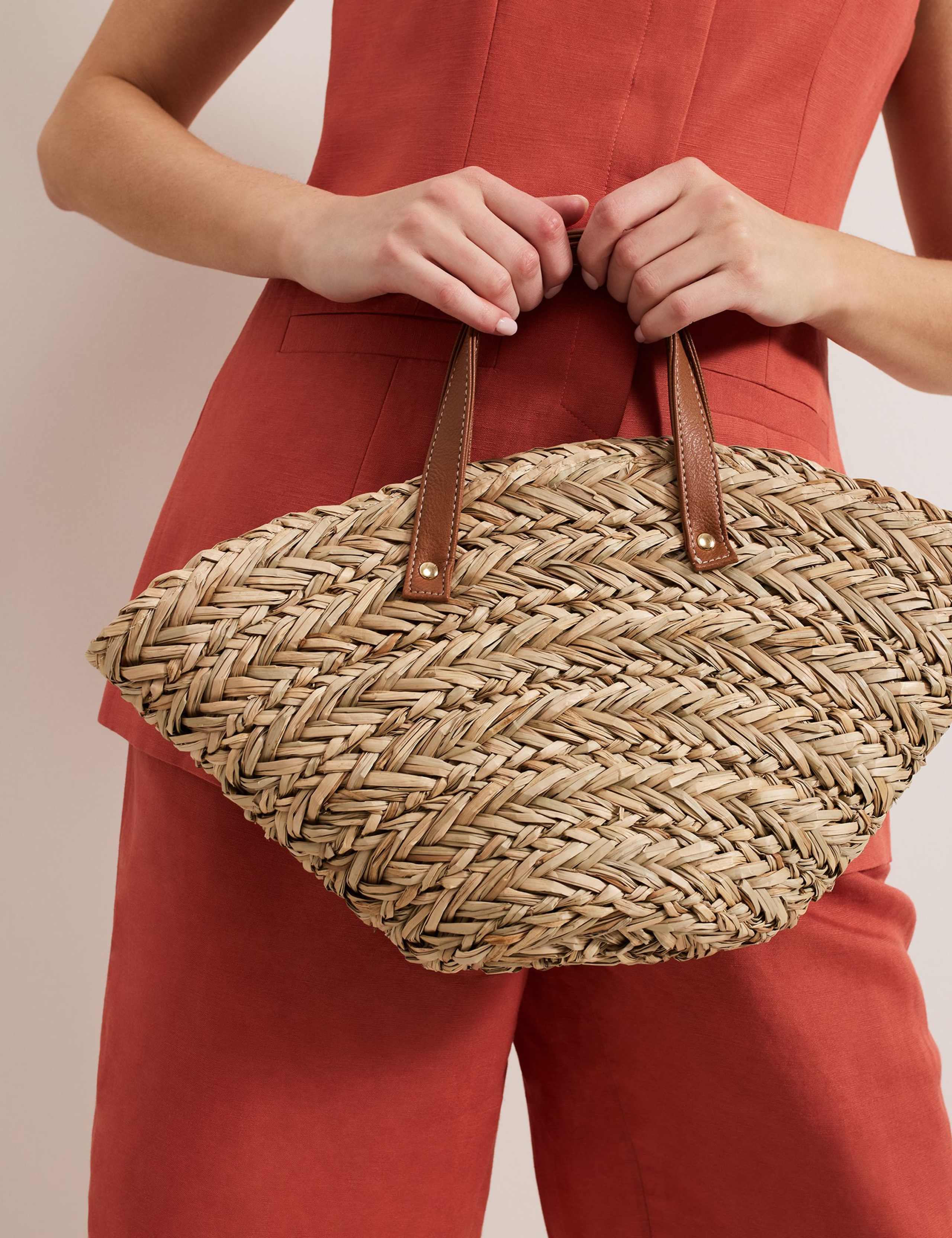 Straw Woven Mini Top Handle Tote Bag