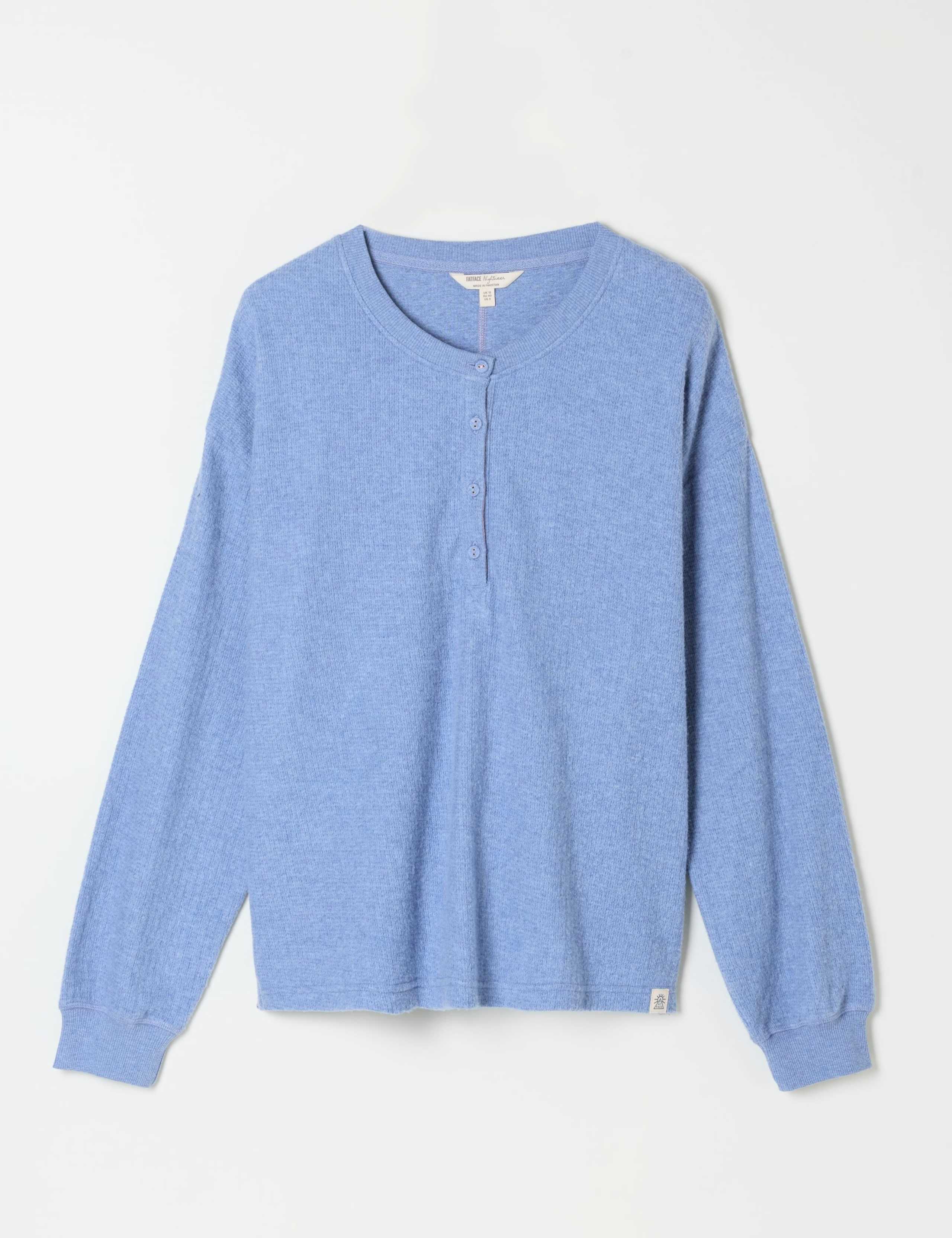 Pure Cotton Henley Lounge Top