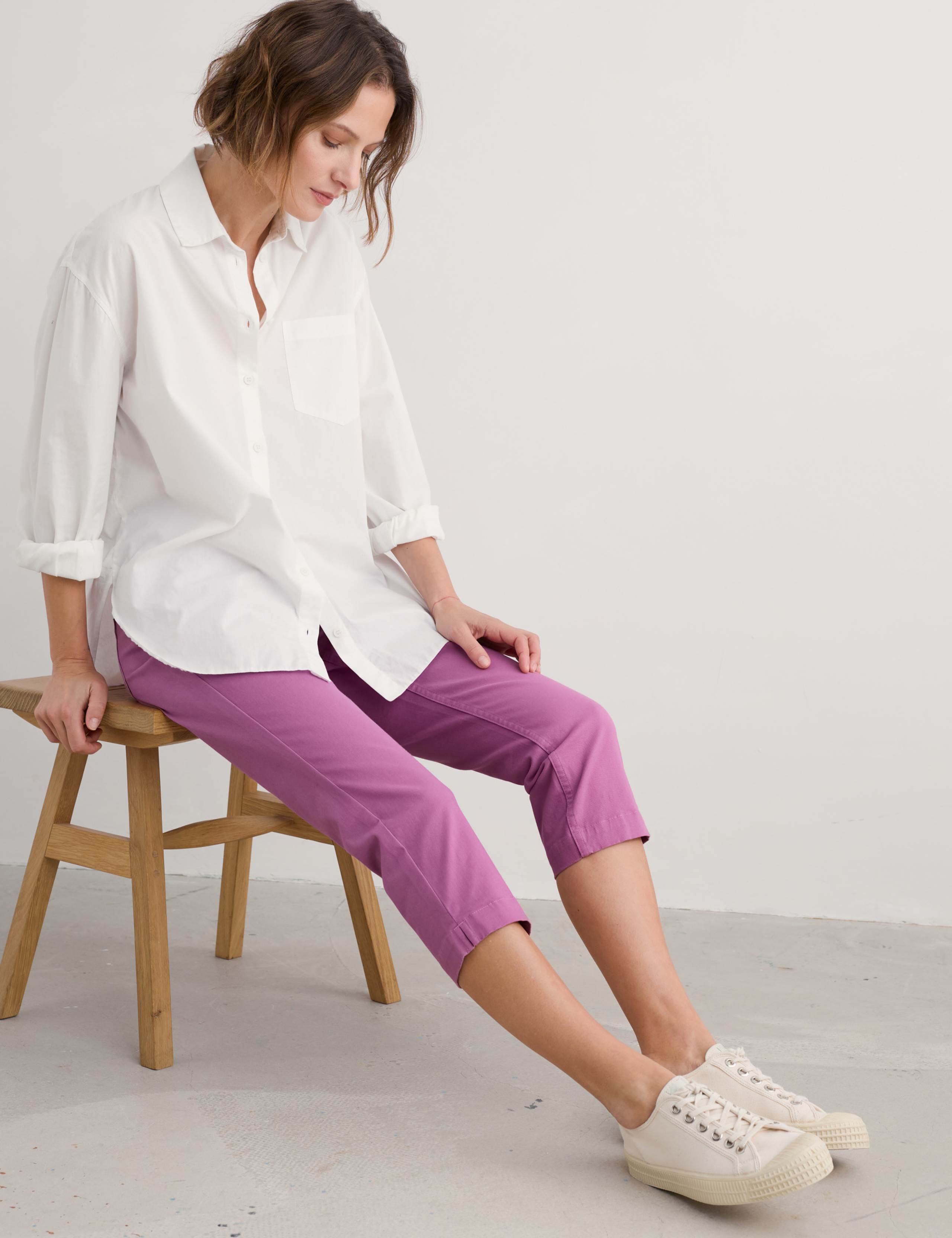 Cotton Rich Straight Leg Cropped Trousers