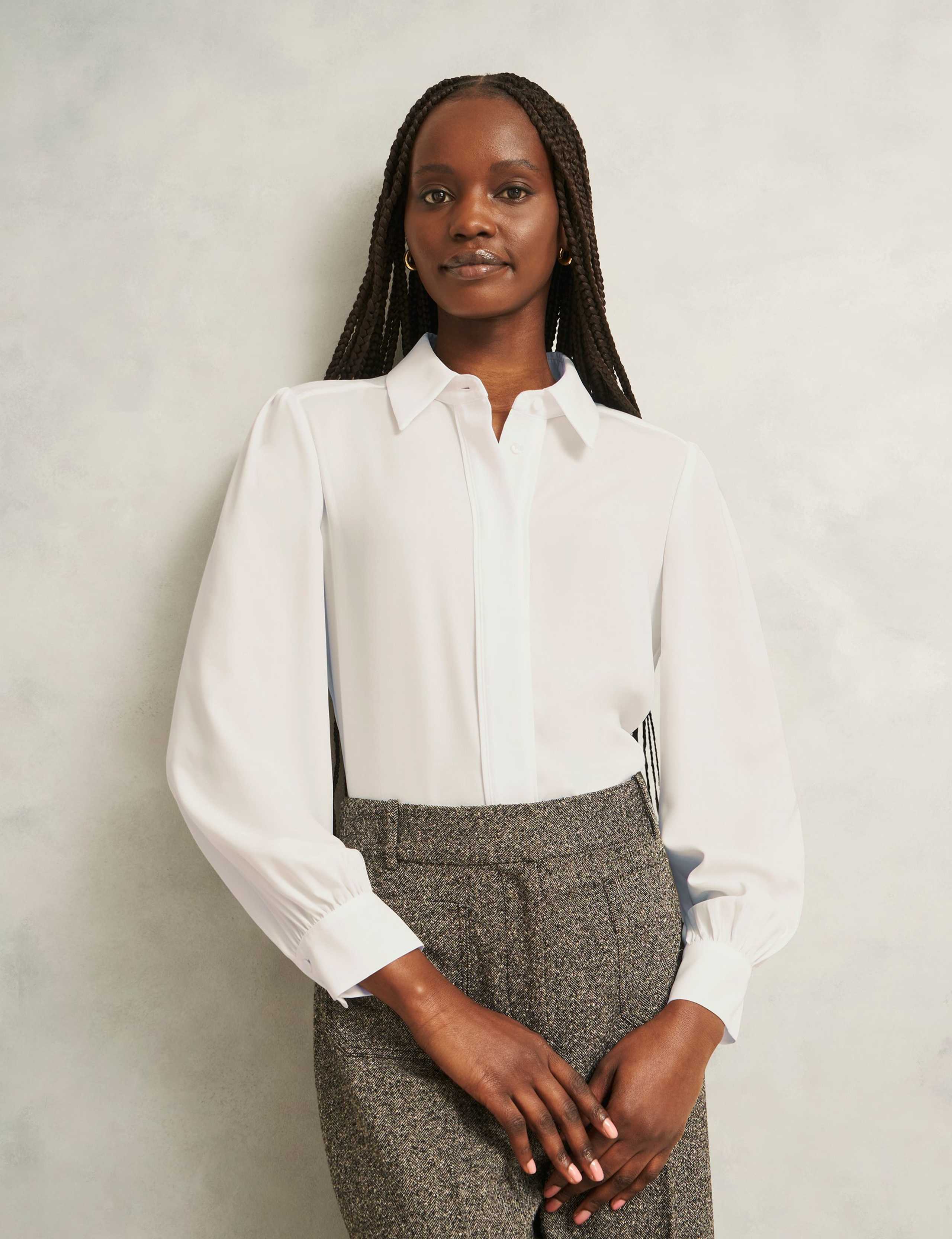 Collared Blouson Sleeve Blouse