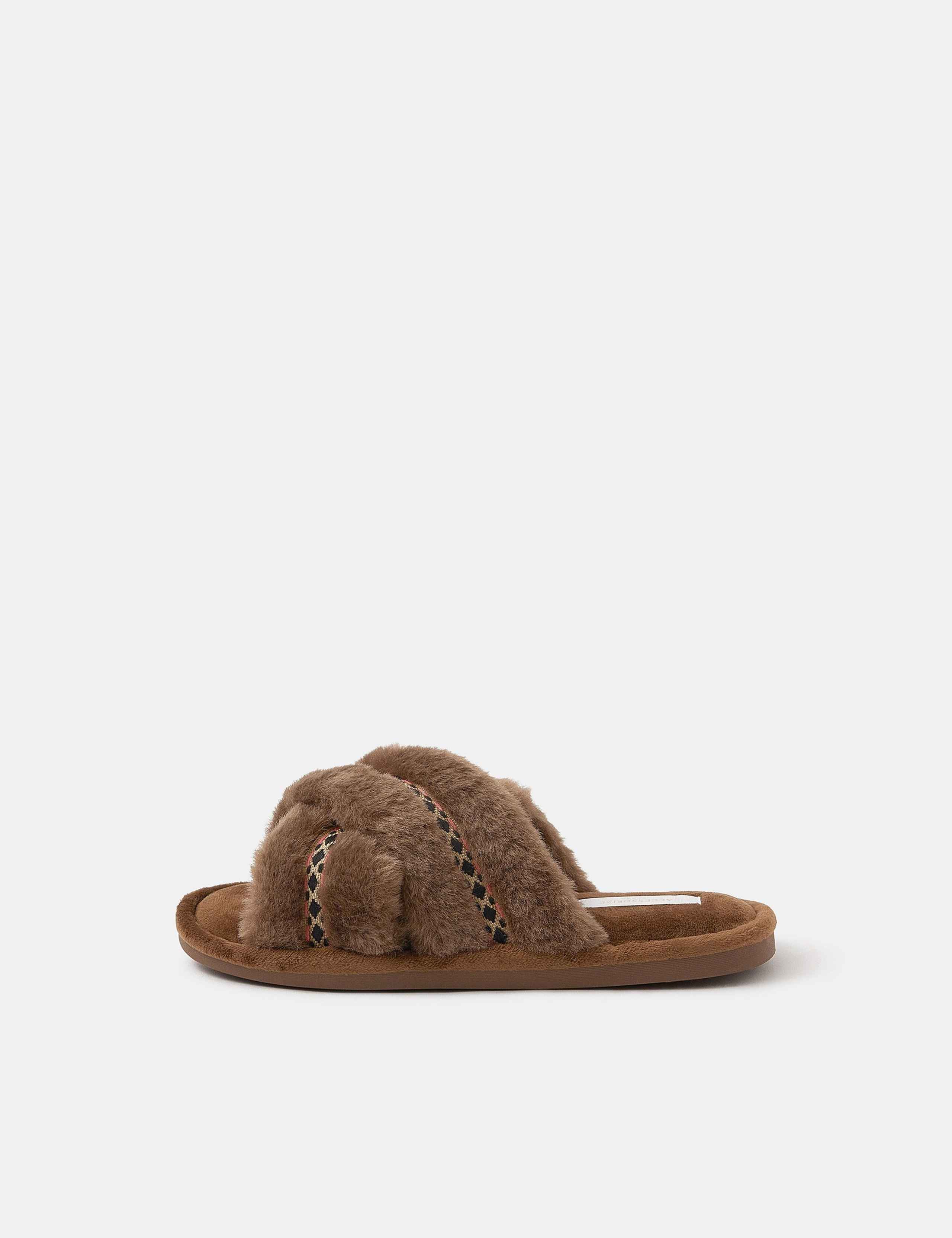 Faux Fur Open Toe Mule Slippers