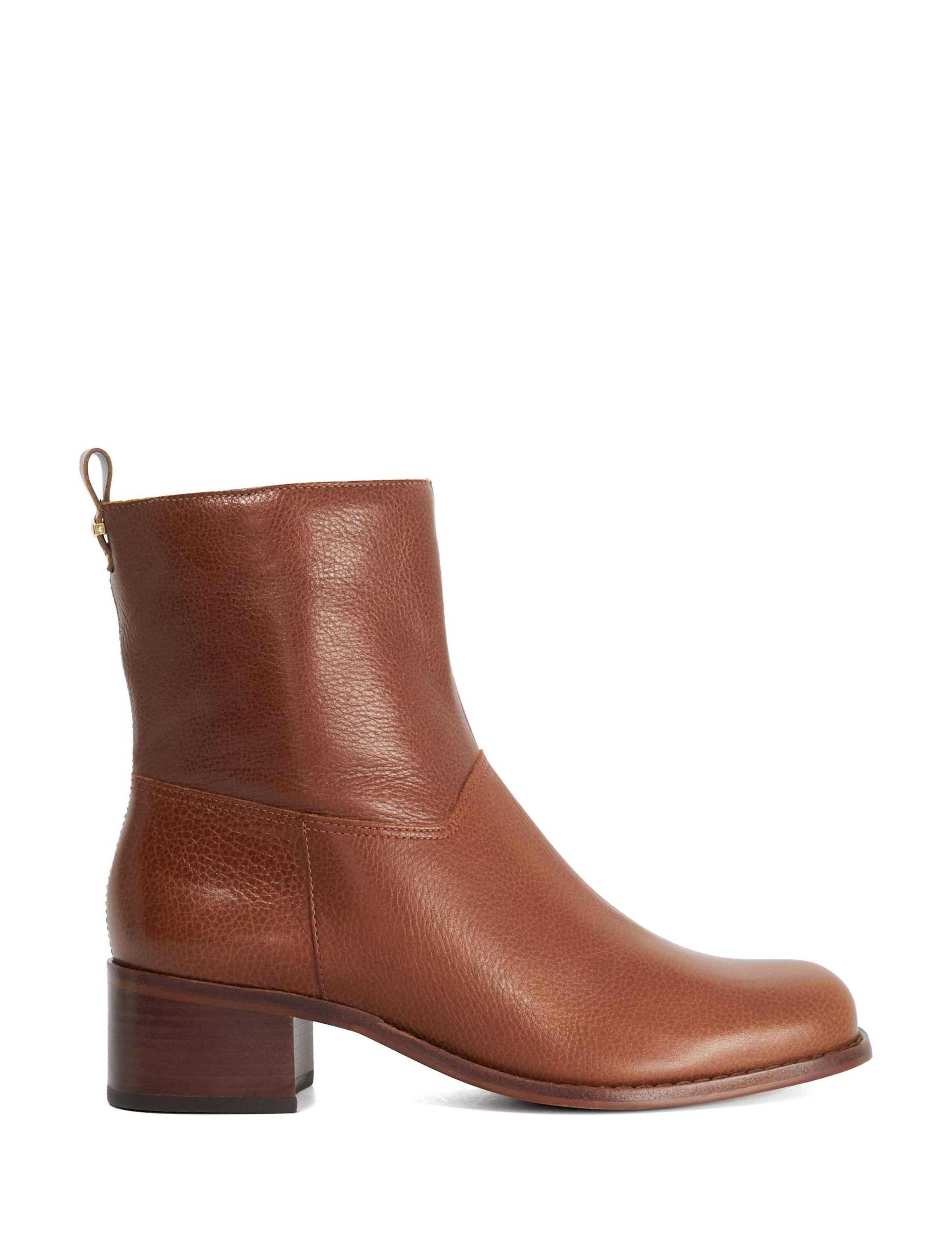 Leather Block Heel Ankle Boots