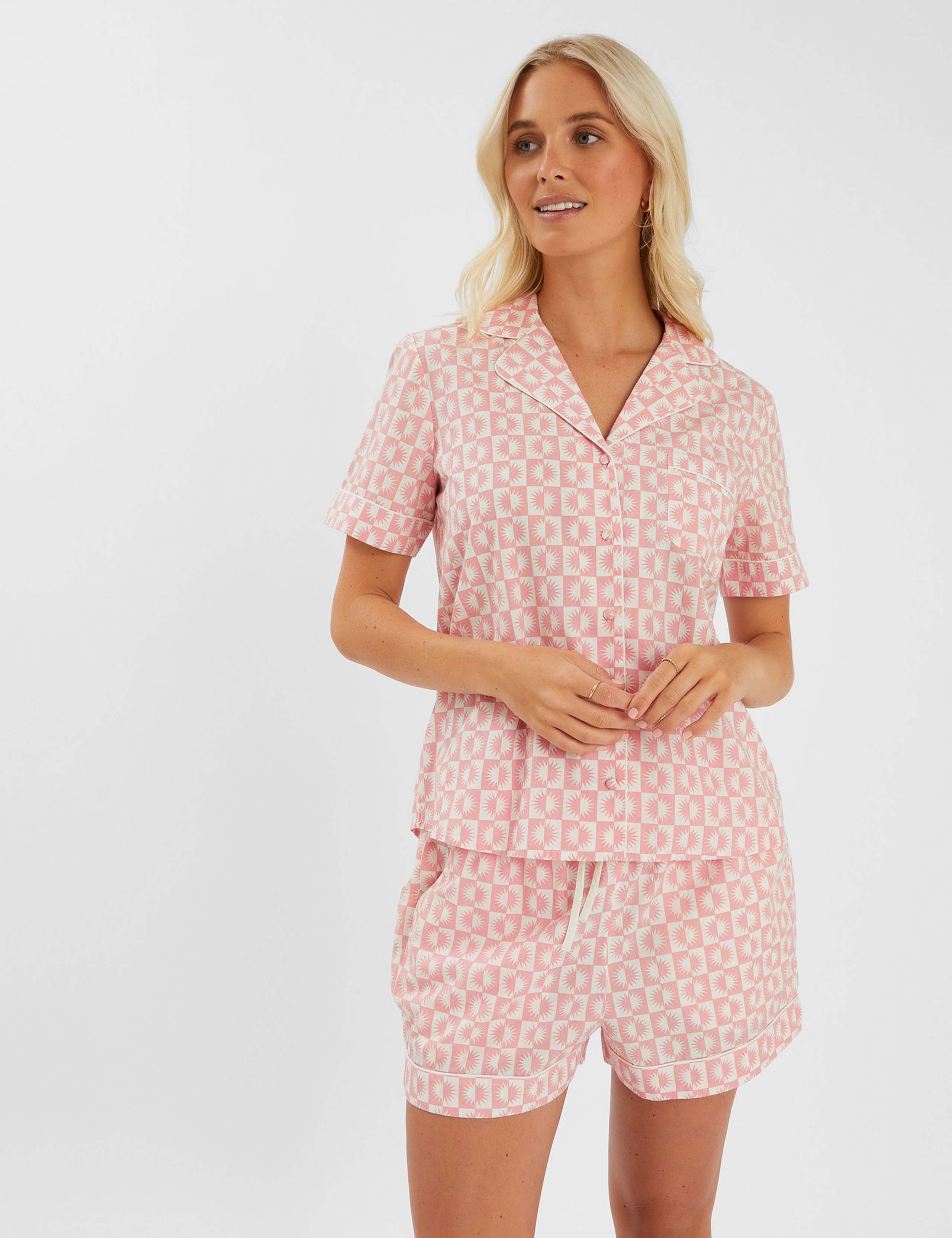 Pure Cotton Sun Print Revere Shortie Set