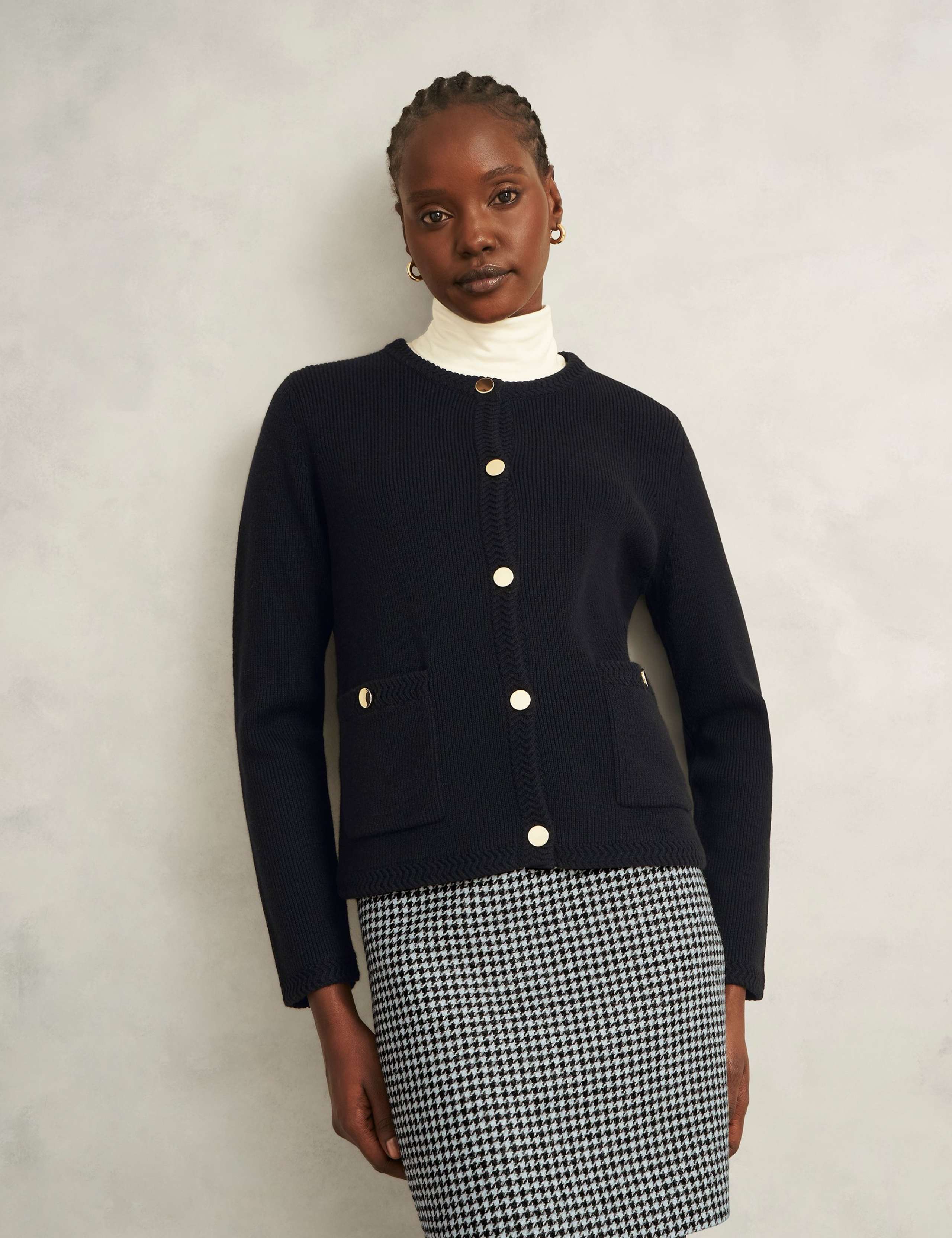 Merino Wool Rich Button Front Cardigan