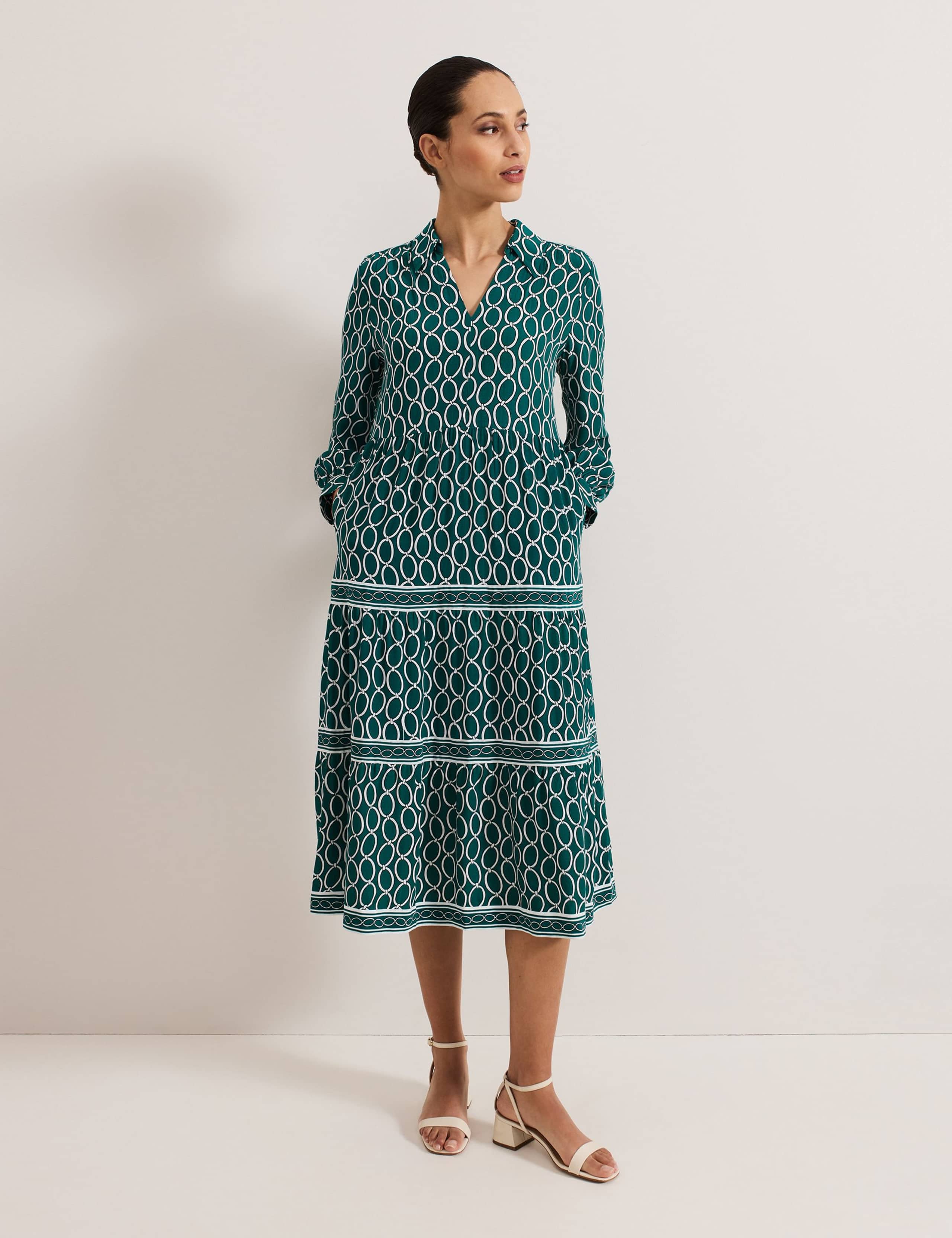 Geometric Midi Tiered Dress