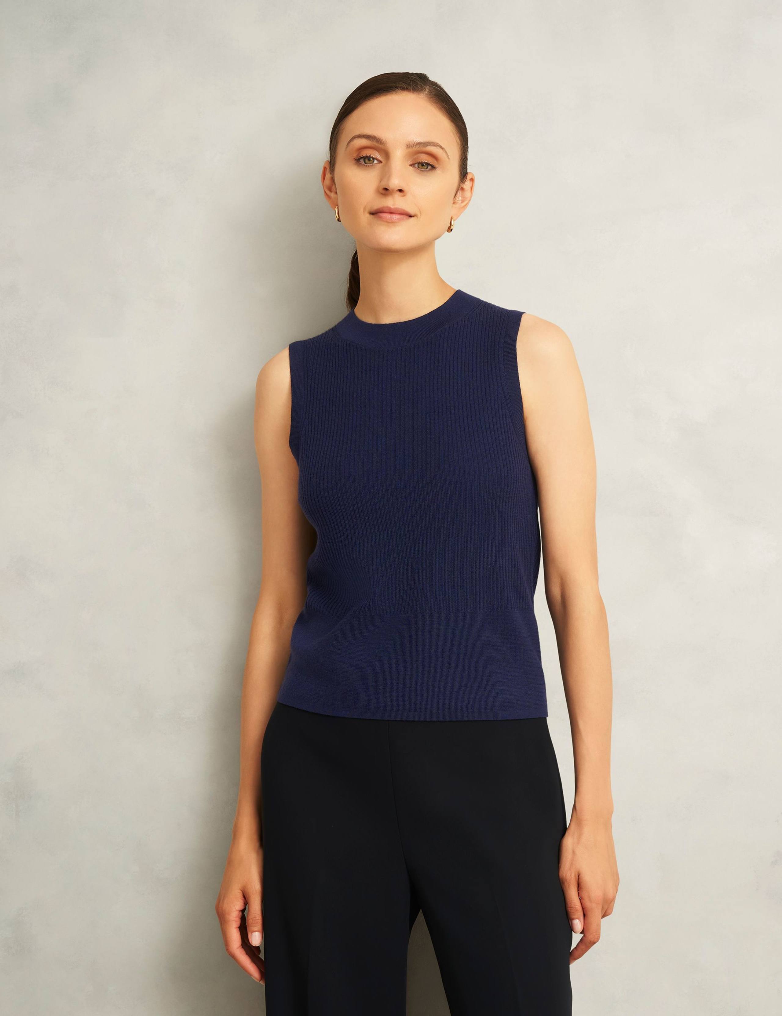 Pure Merino Wool Ribbed Knitted Vest