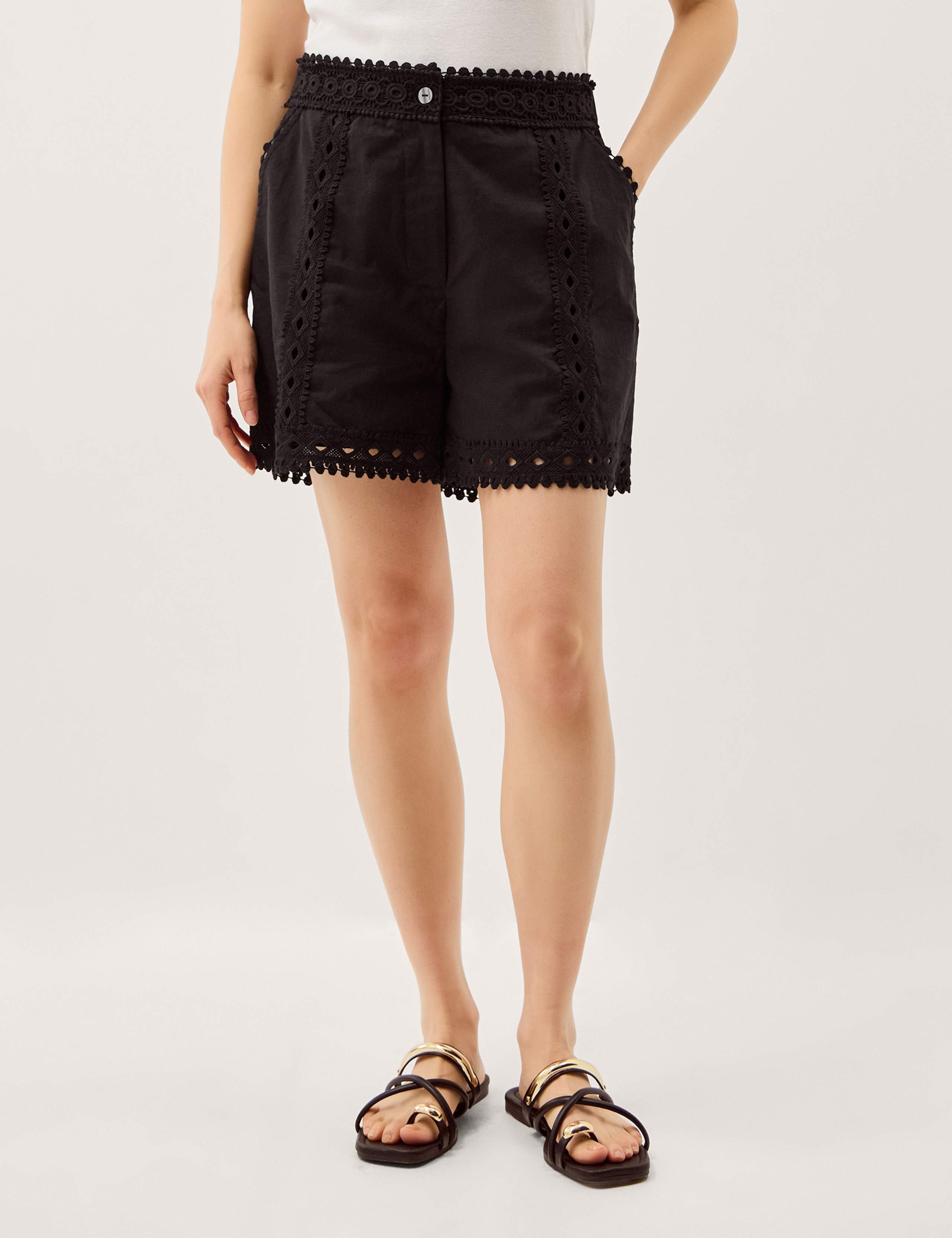 Pure Cotton Lace Trim Shorts