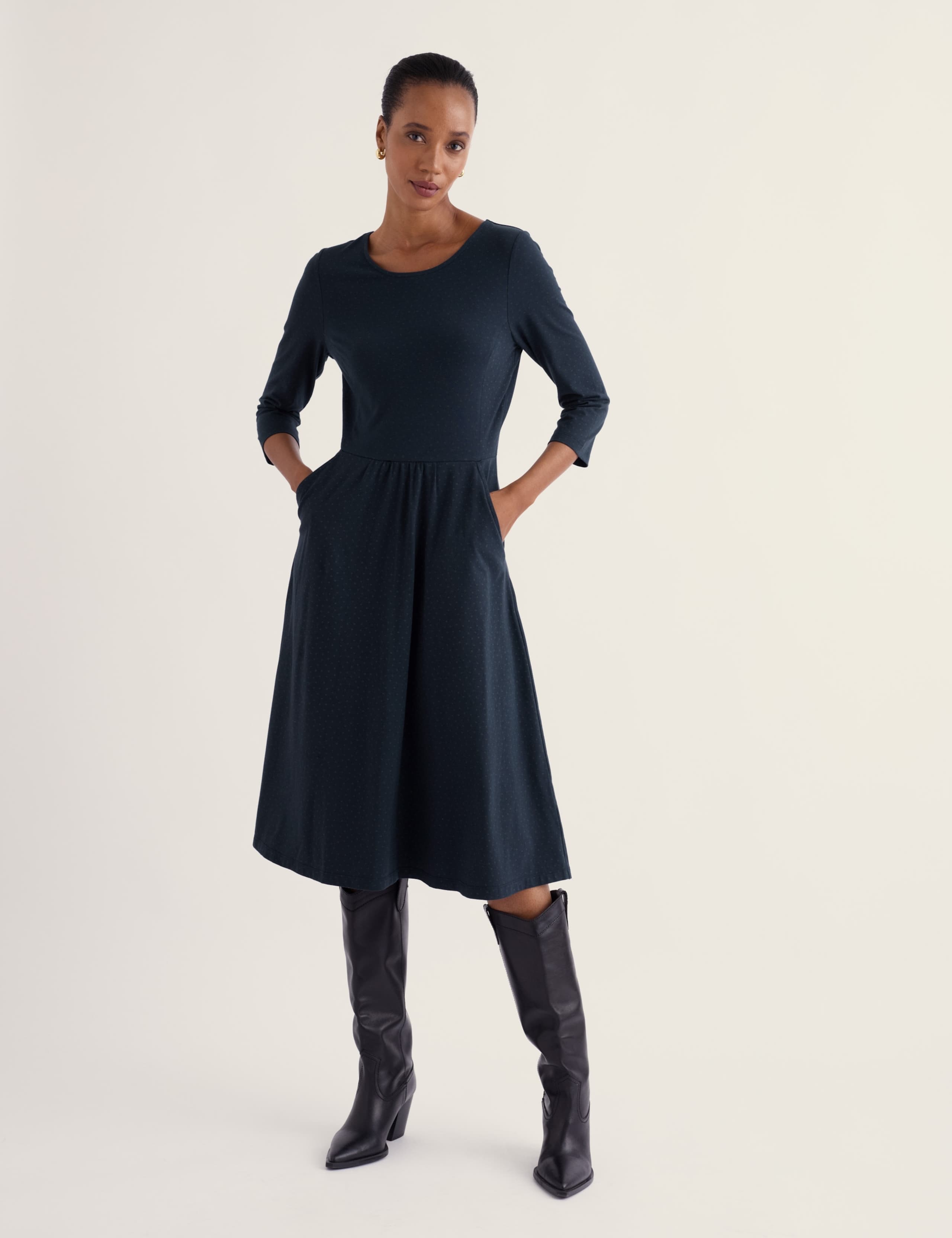 Printed Midi Fit & Flare Dress