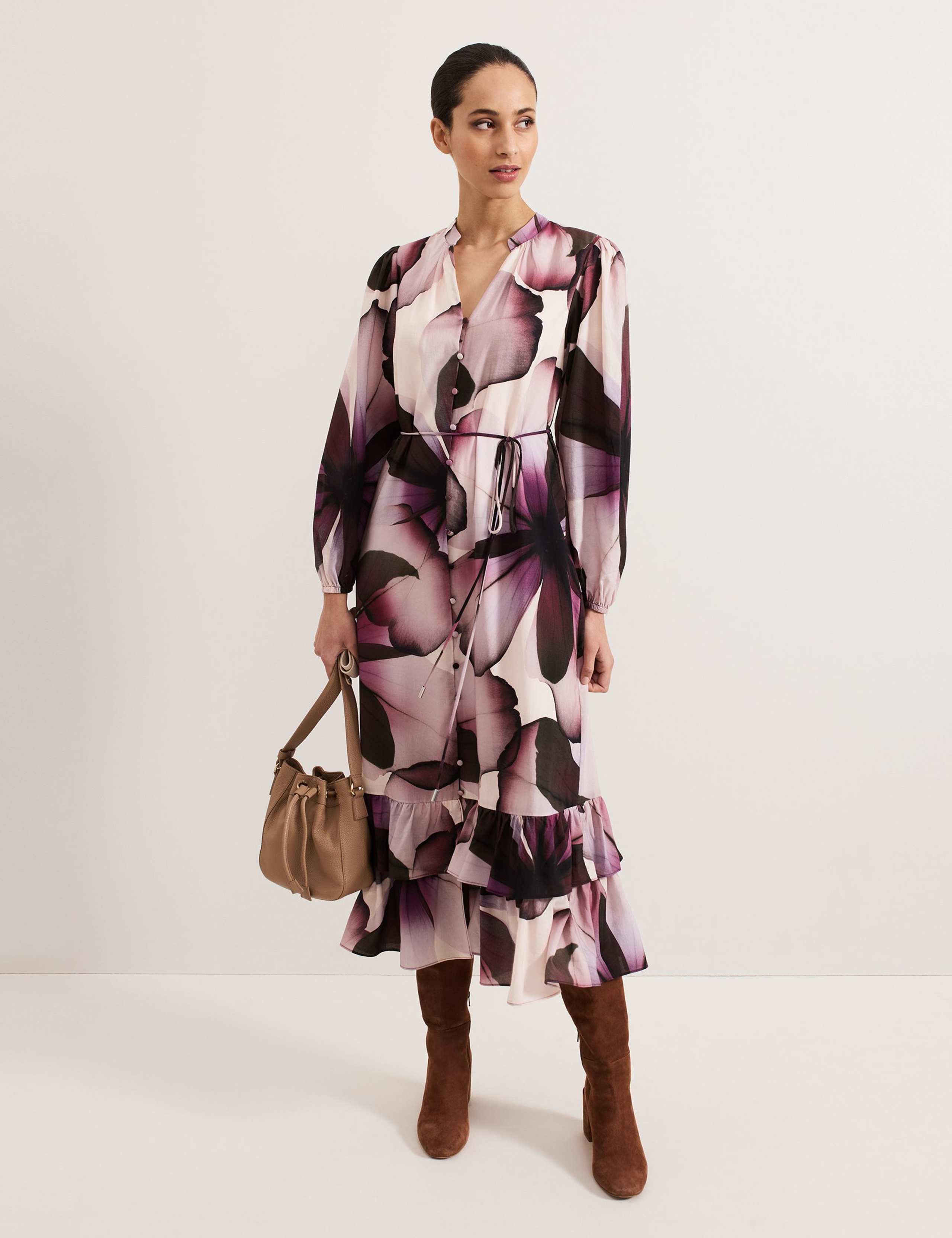 Pure Lyocell Floral Midaxi Tiered Dress