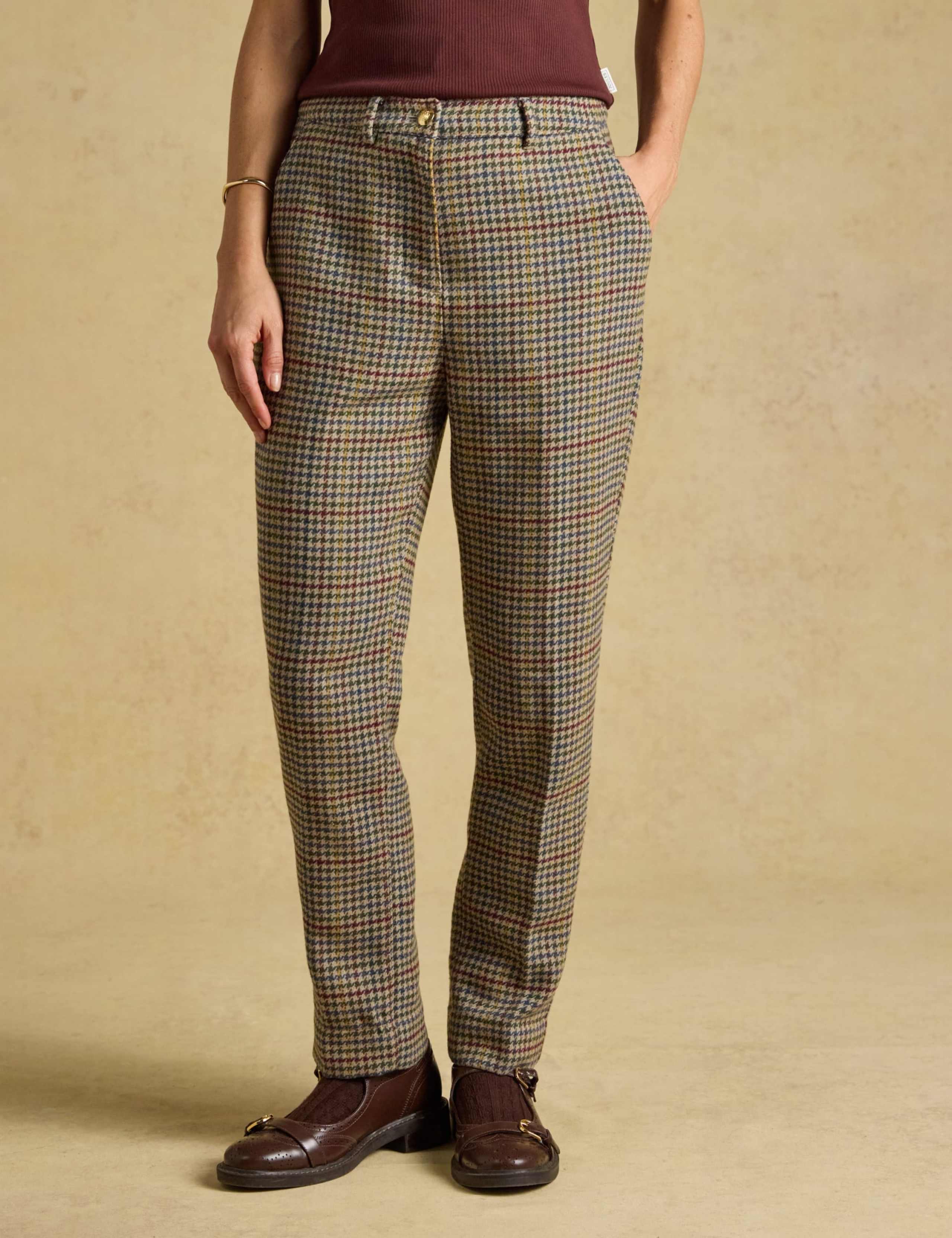 Checked Tapered Leg Trousers