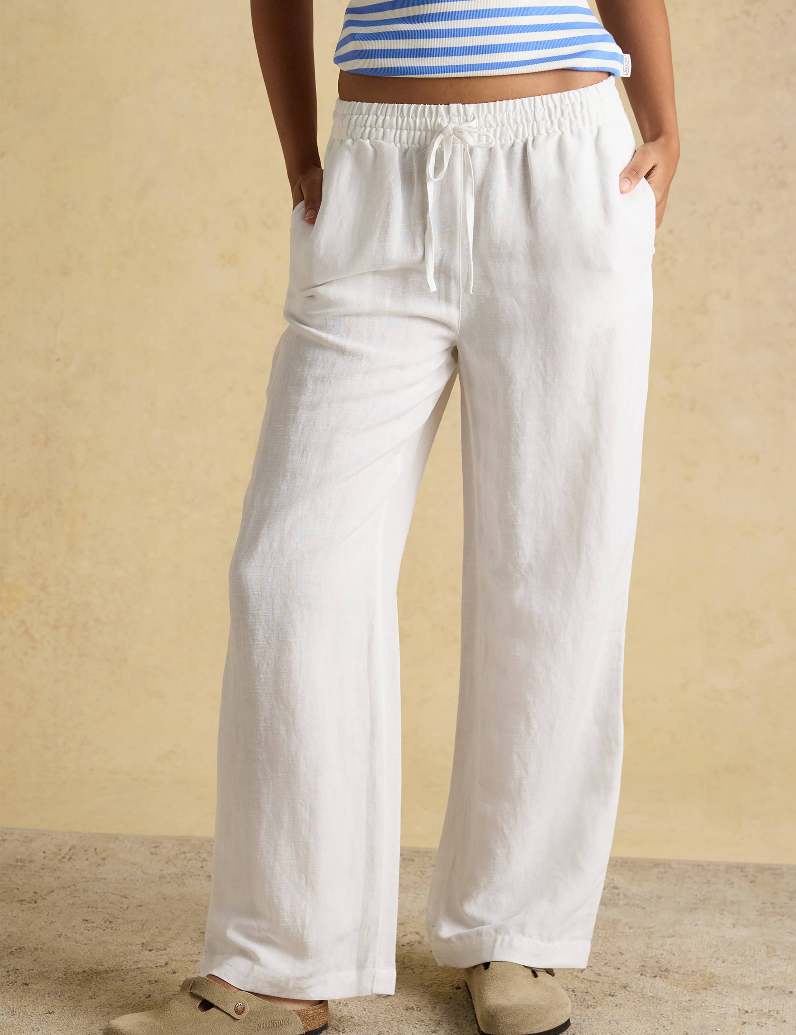 Linen Blend Wide Leg Trousers