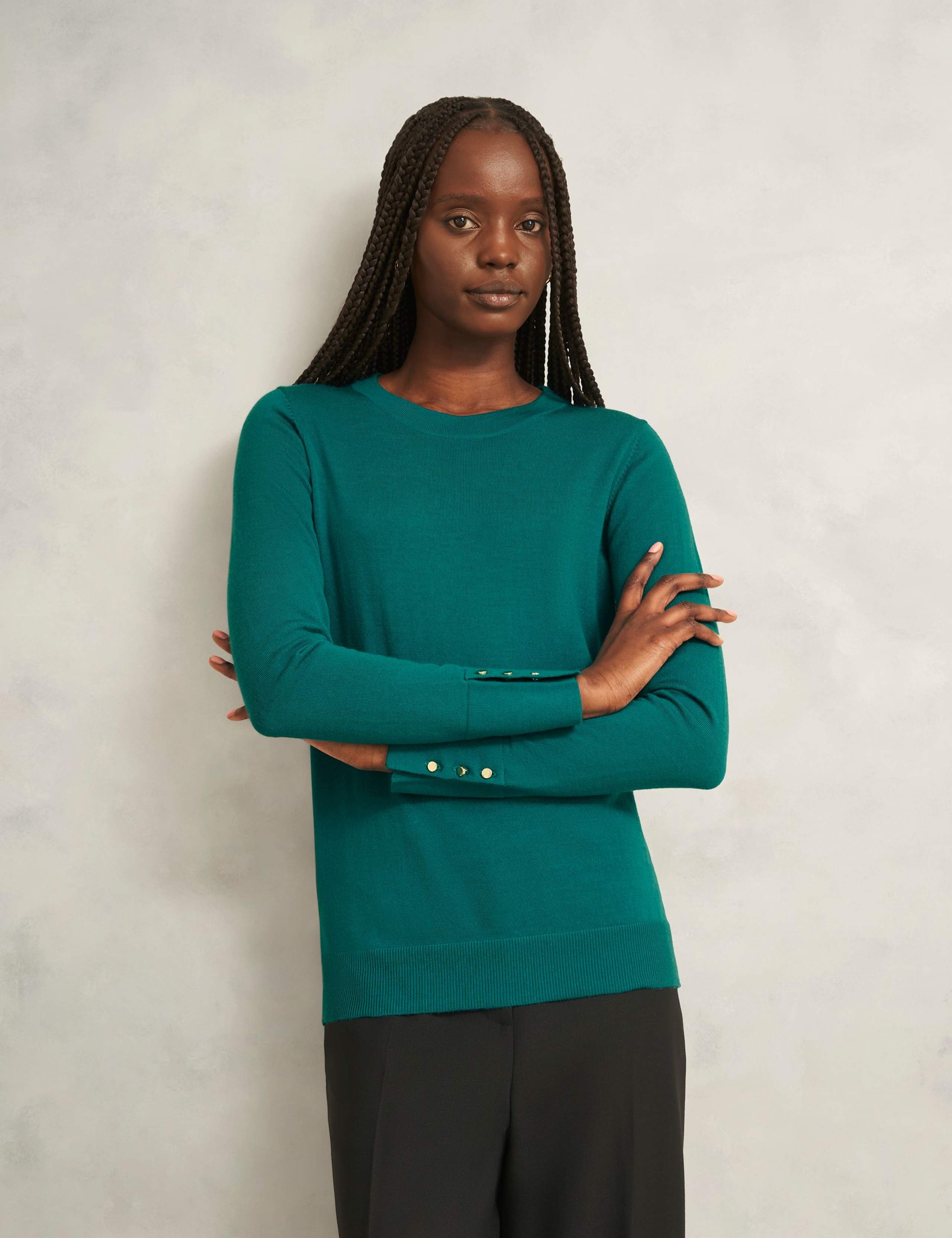 Pure Merino Wool Button Detail Jumper
