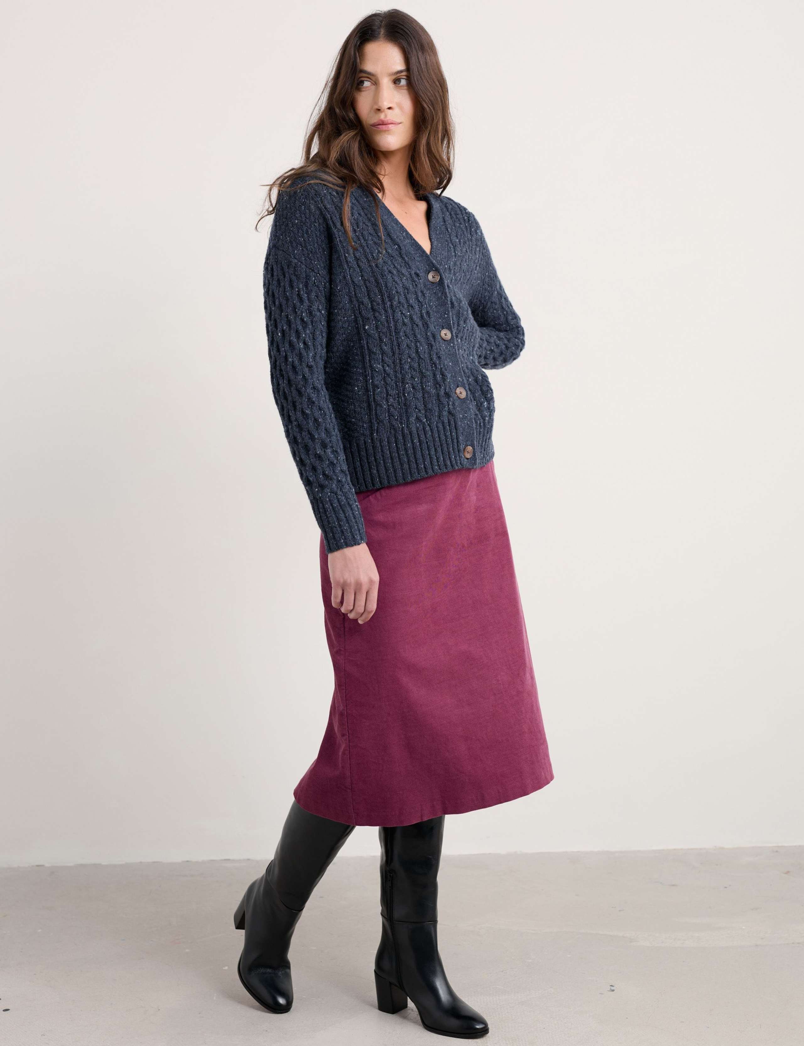 Pure Cotton Knee Length A-Line Skirt