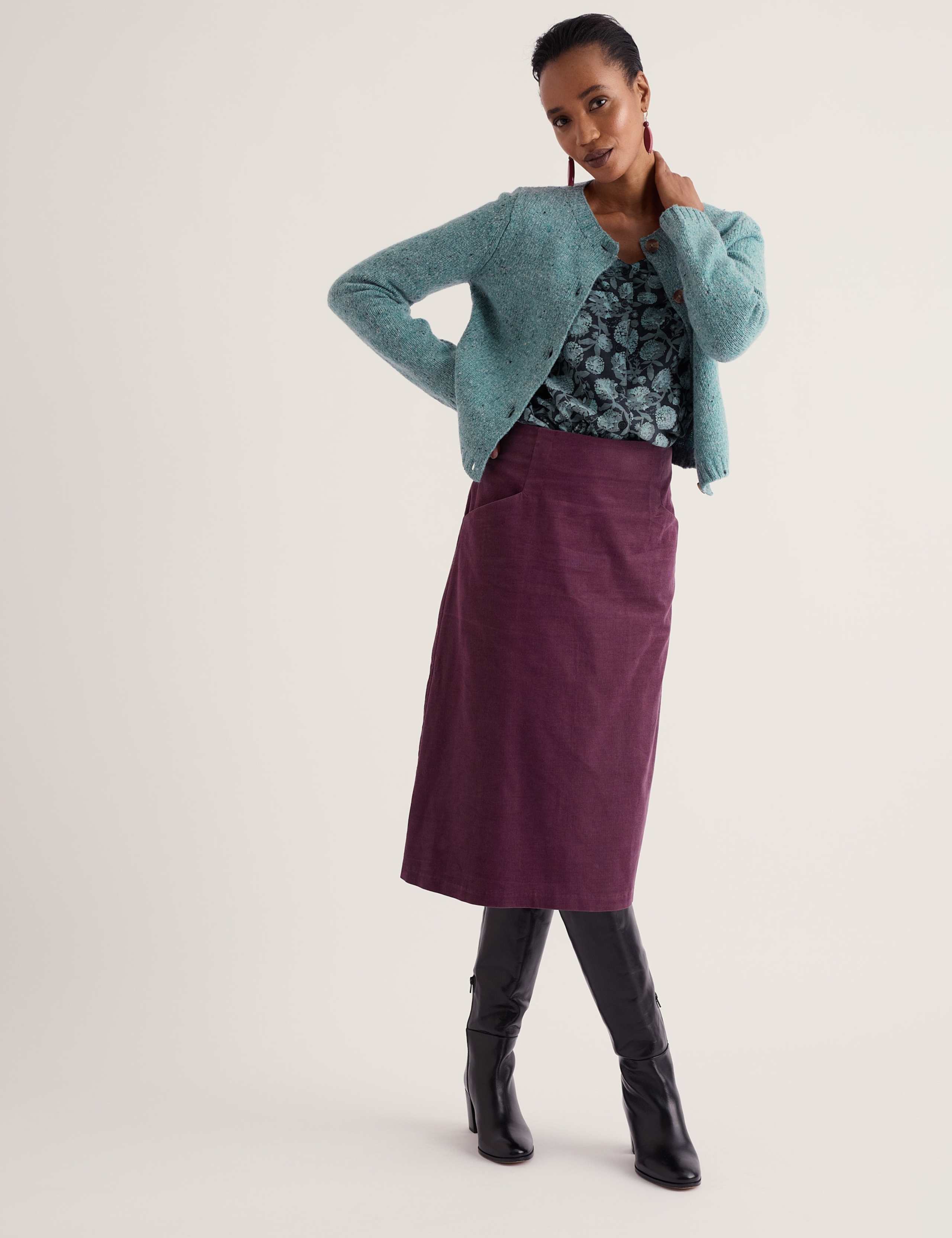 Pure Cotton Knee Length A-Line Skirt