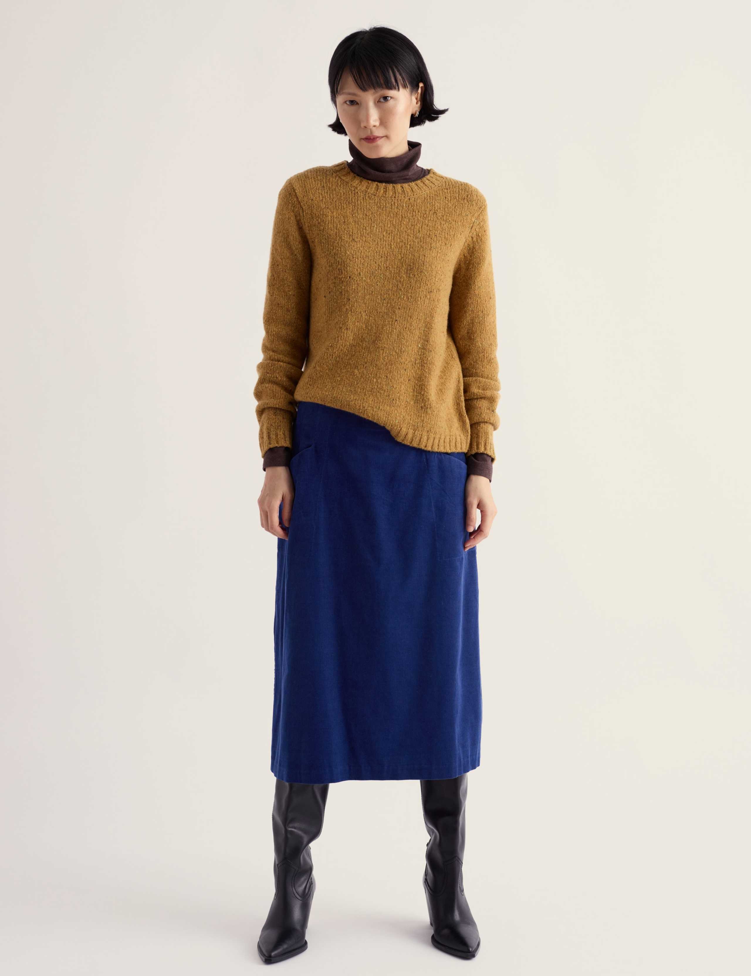 Pure Cotton Knee Length A-Line Skirt
