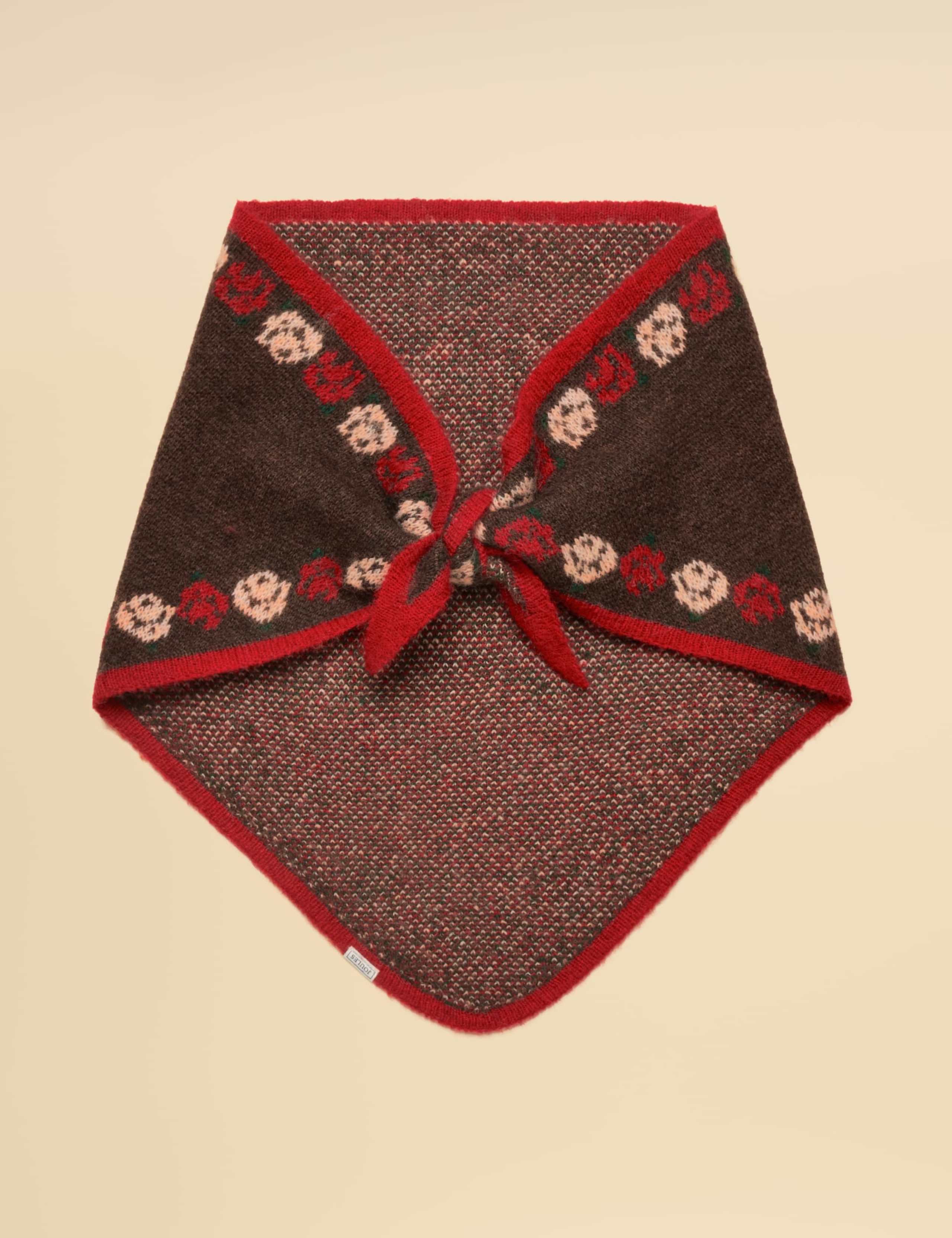 Knitted Floral Triangle Scarf