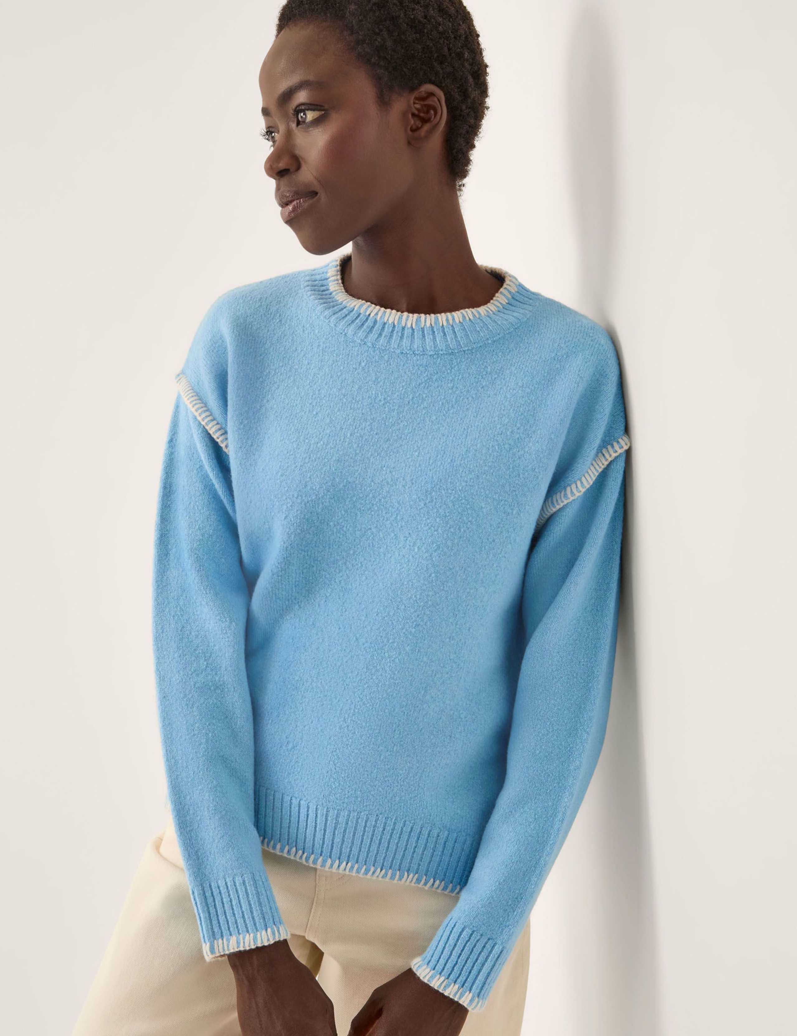 Blanket Stitch Detail Jumper with Wool