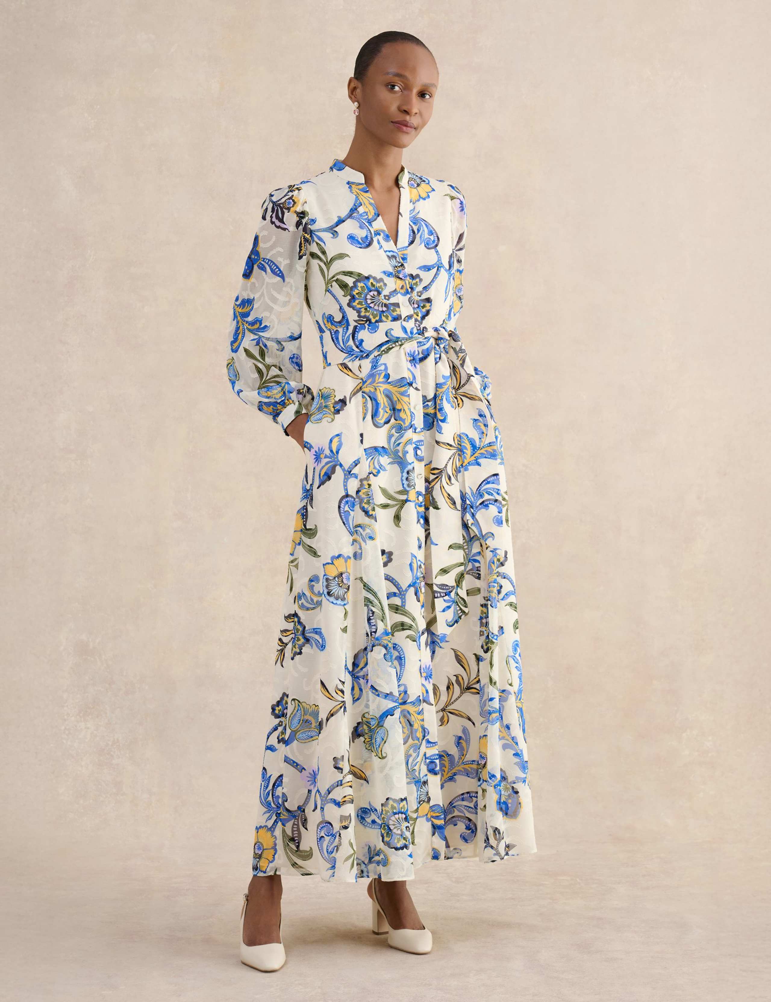 Paisley V-Neck Maxi Skater Dress