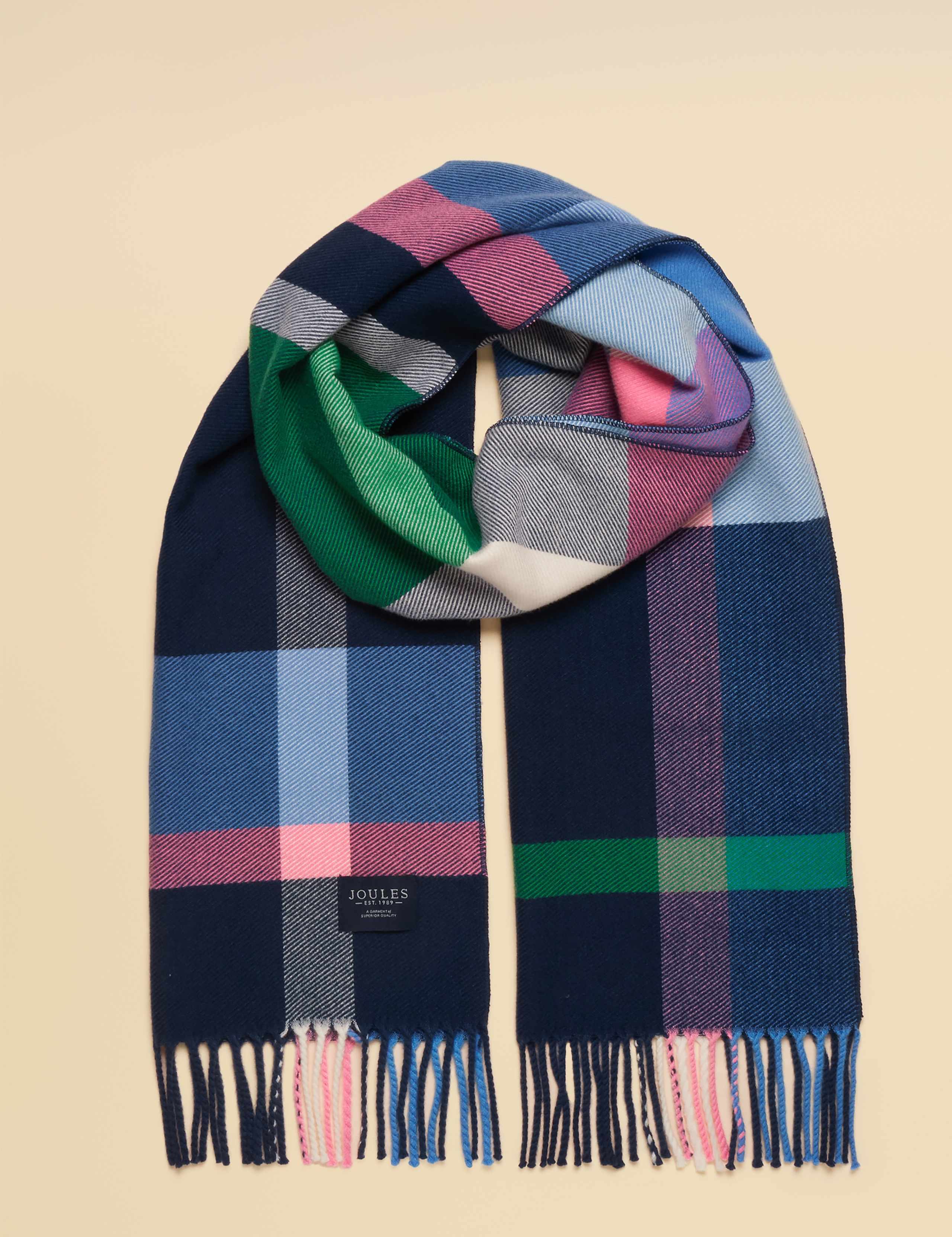 Woven Checked Tassel Scarf