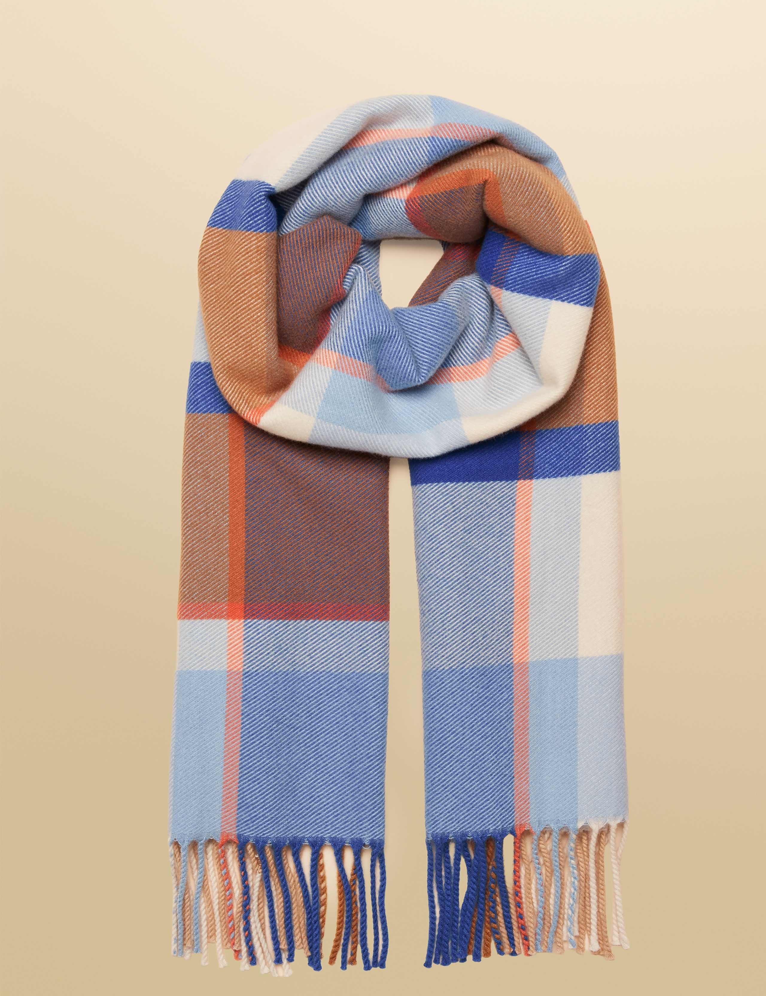 Woven Checked Tassel Scarf