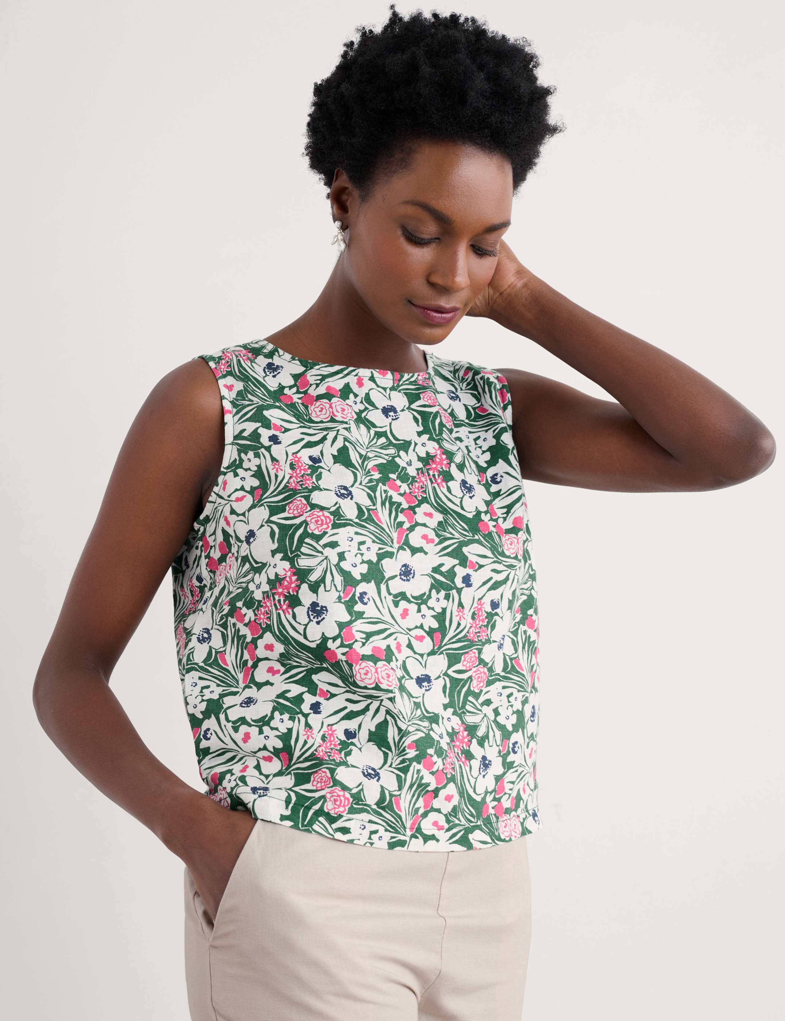Pure Linen Floral Vest