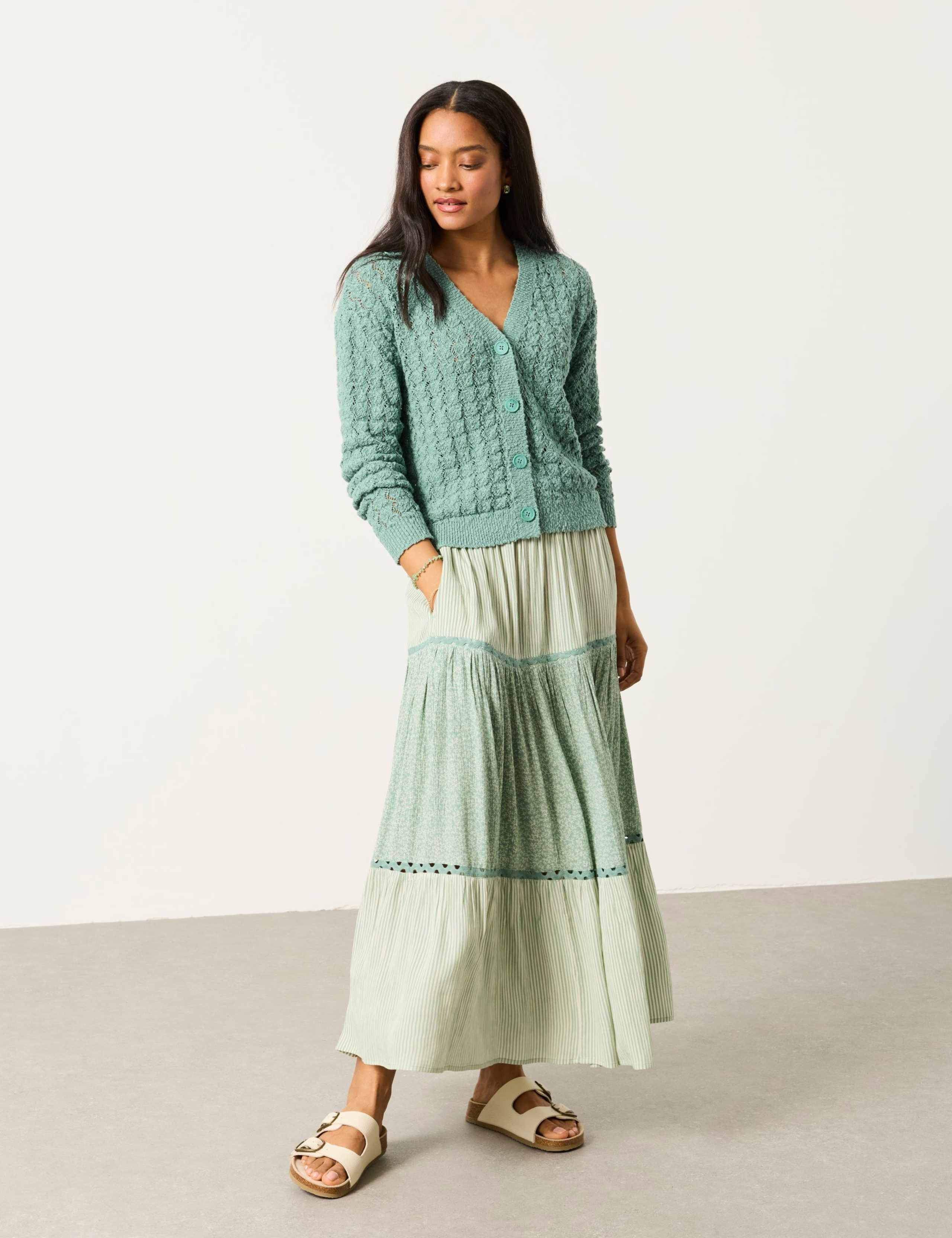 Pure Cotton Pointelle V-Neck Cardigan