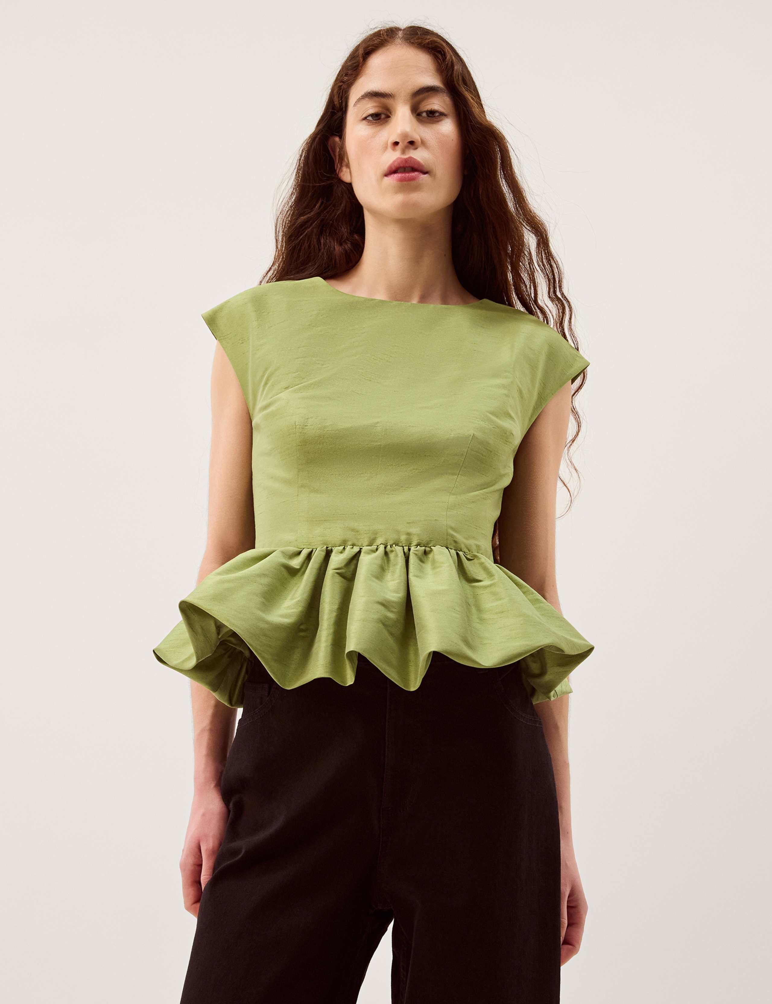 Slash Neck Peplum Top