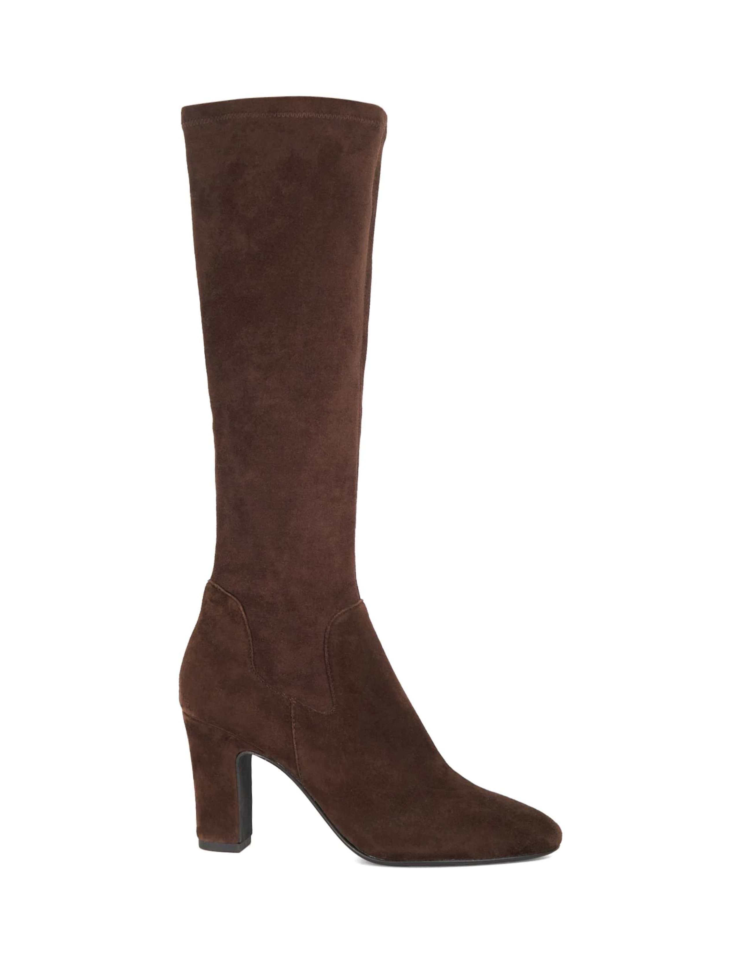 Wide Fit Suede Block Heel Knee High Boots