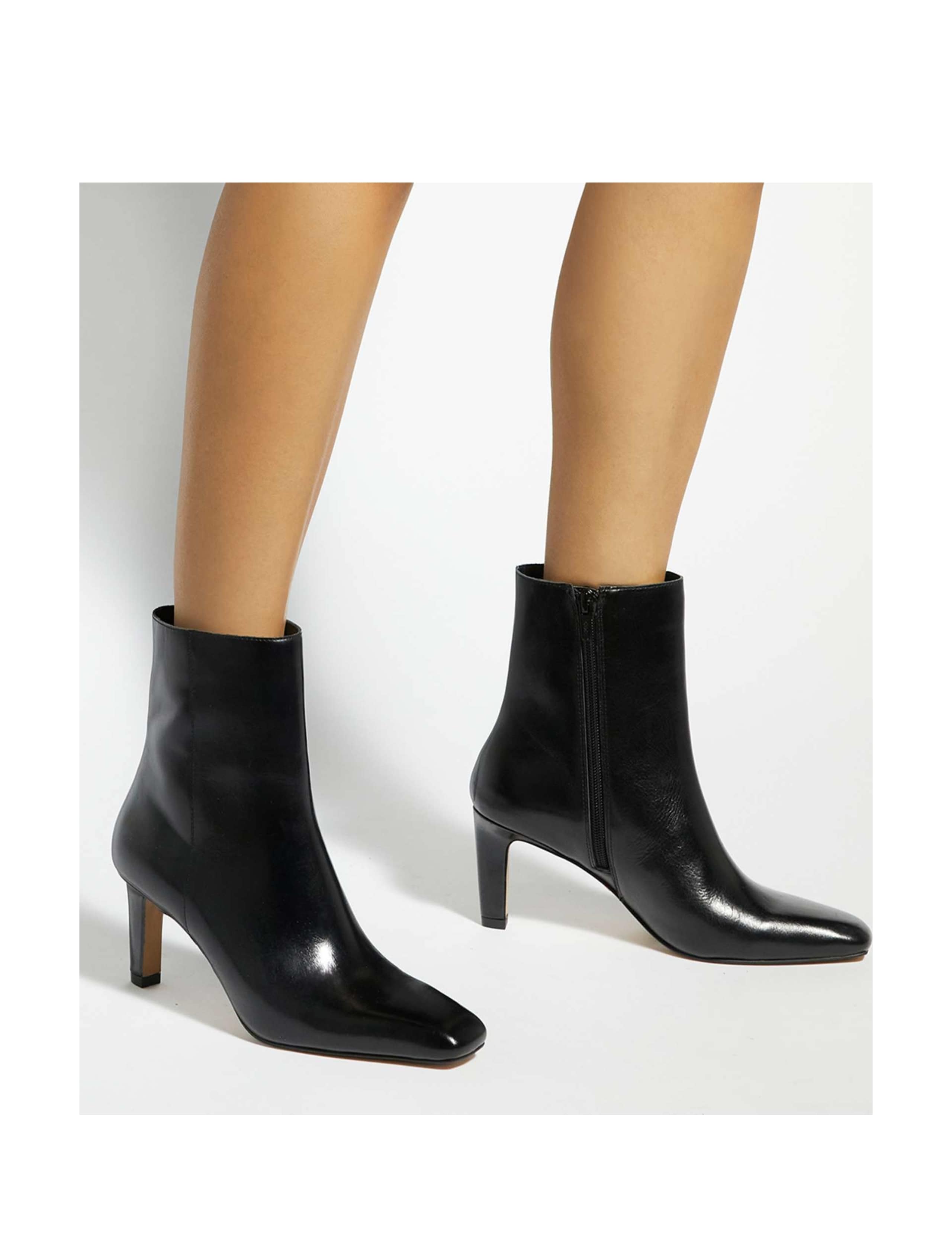 Wide Fit Leather Square Toe Ankle Boots